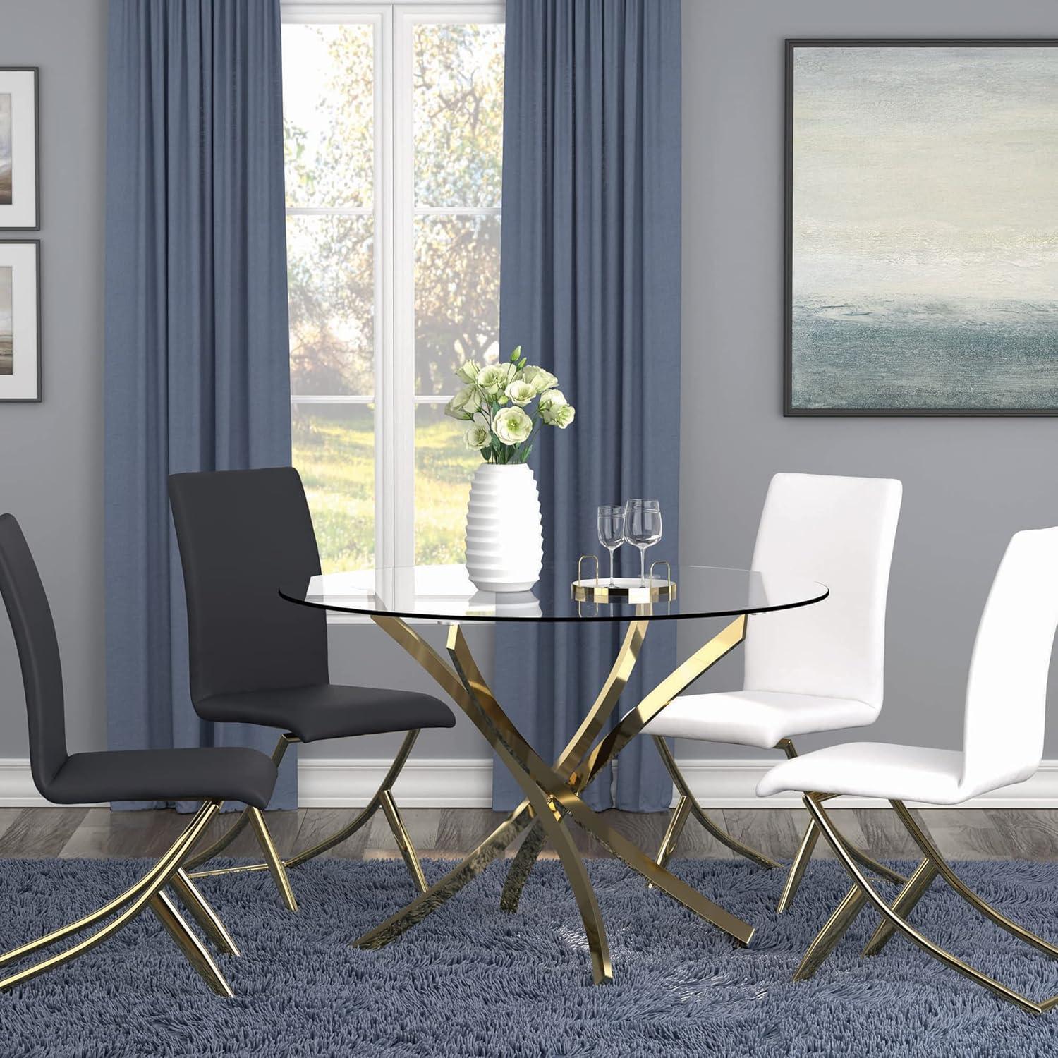 Beckham Round Dining Table Brass and Clear