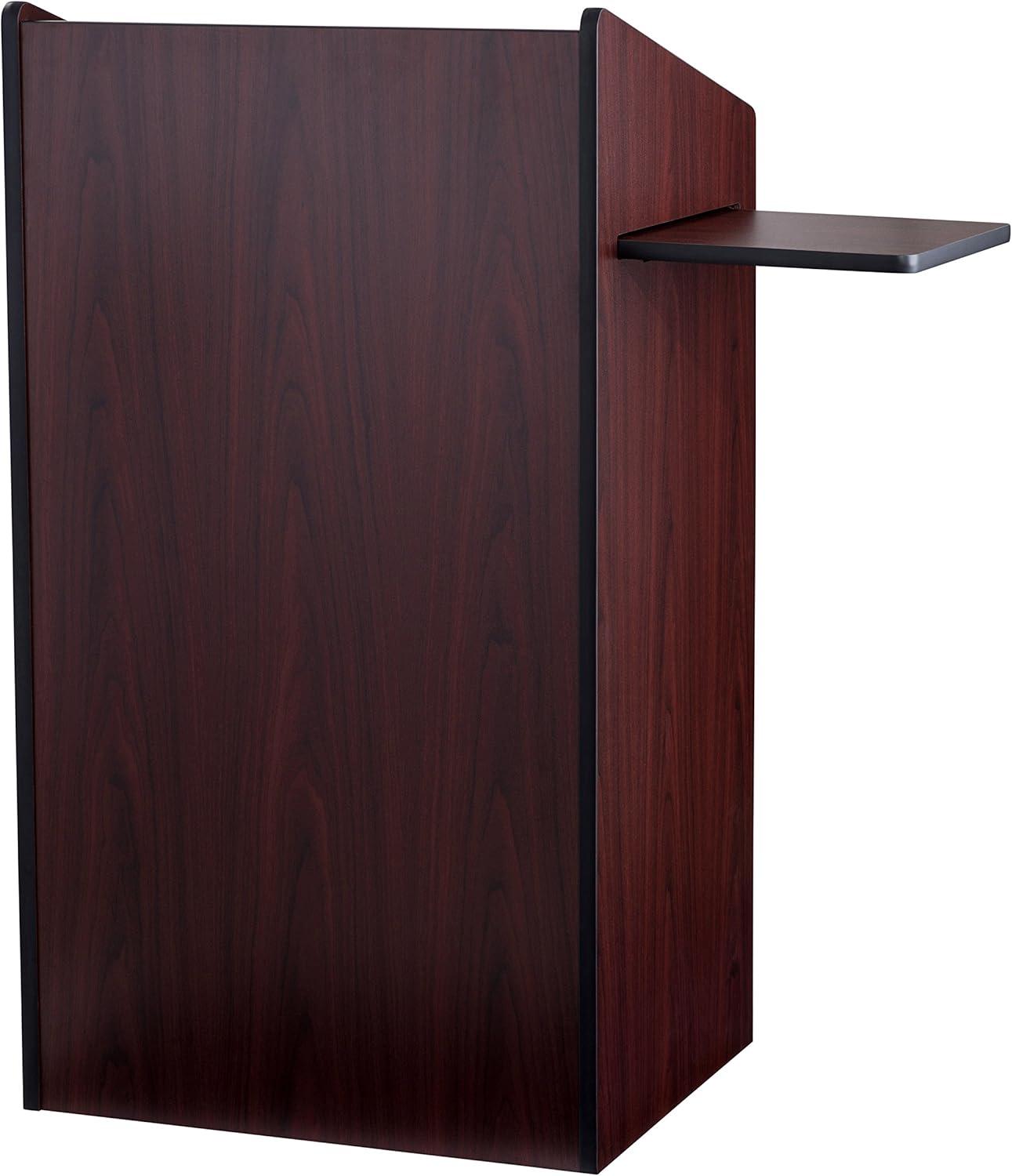 Oklahoma Sound Aristocrat Non Sound Lectern Podium with 2 Built In Shelves, Slide Out Shelf, and Caster Wheels for Meeting Rooms, Mahogany