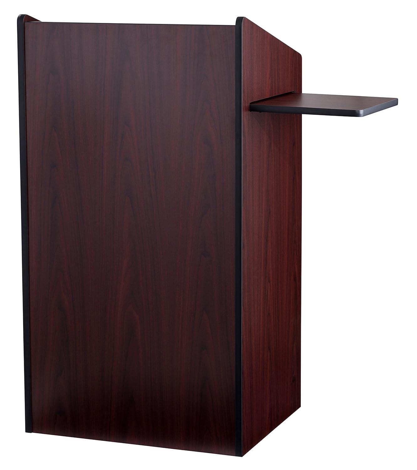 Oklahoma Sound Aristocrat Non Sound Lectern Podium with 2 Built In Shelves, Slide Out Shelf, and Caster Wheels for Meeting Rooms, Mahogany