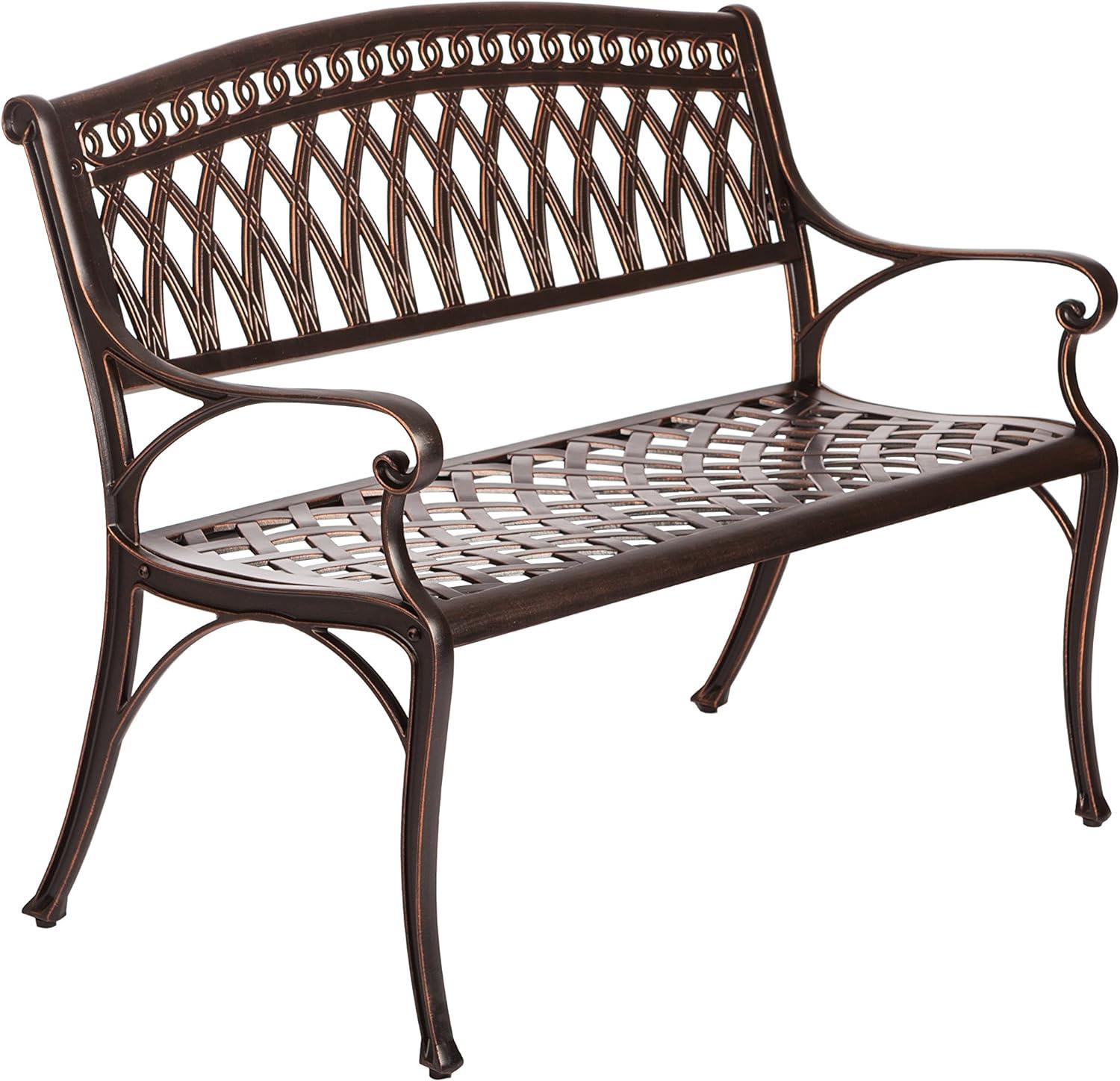 Simone 40" Antique Bronze Cast Aluminum Patio Bench