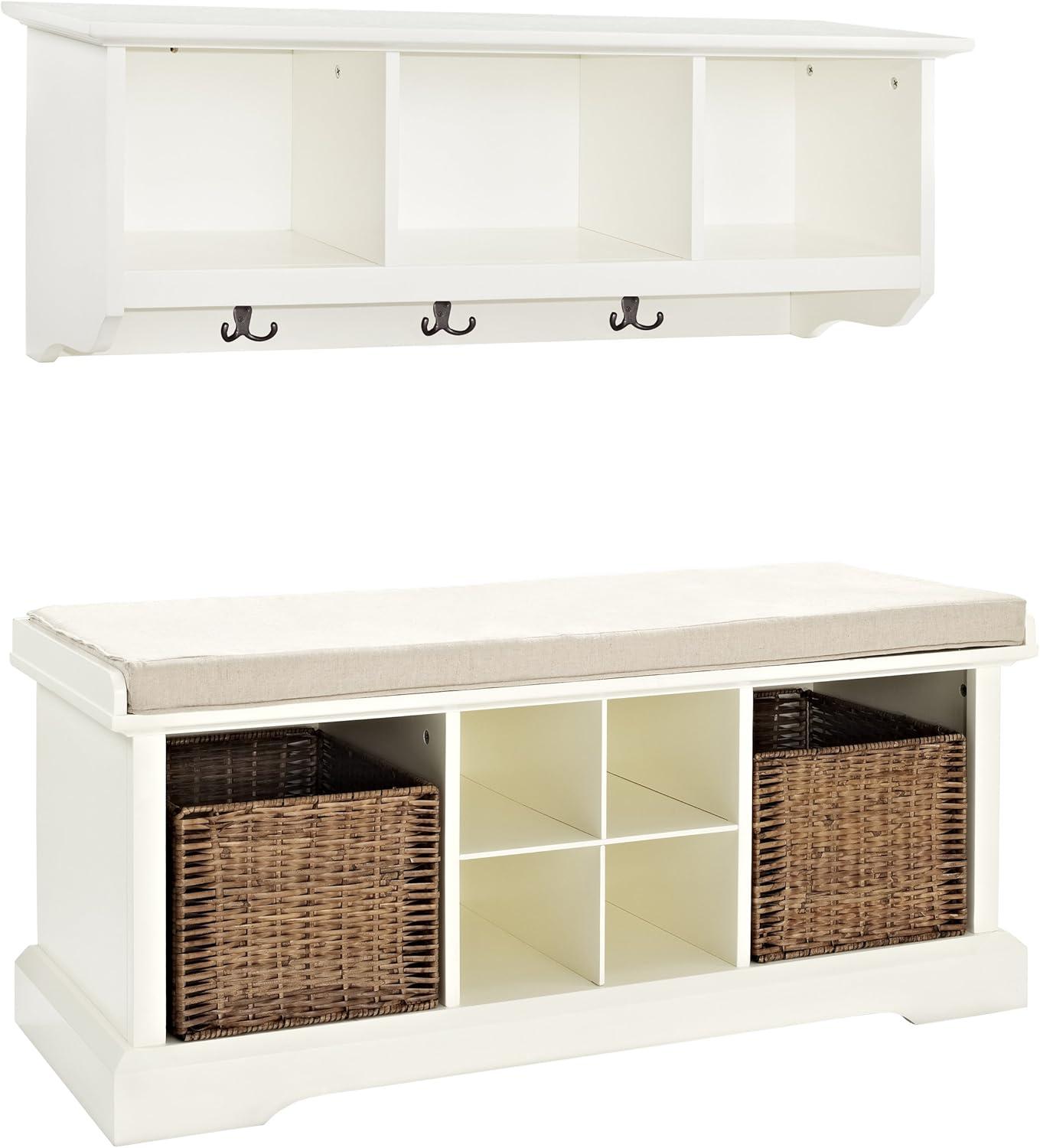 2pc Brennan Entryway Bench and Shelf Set White - Crosley