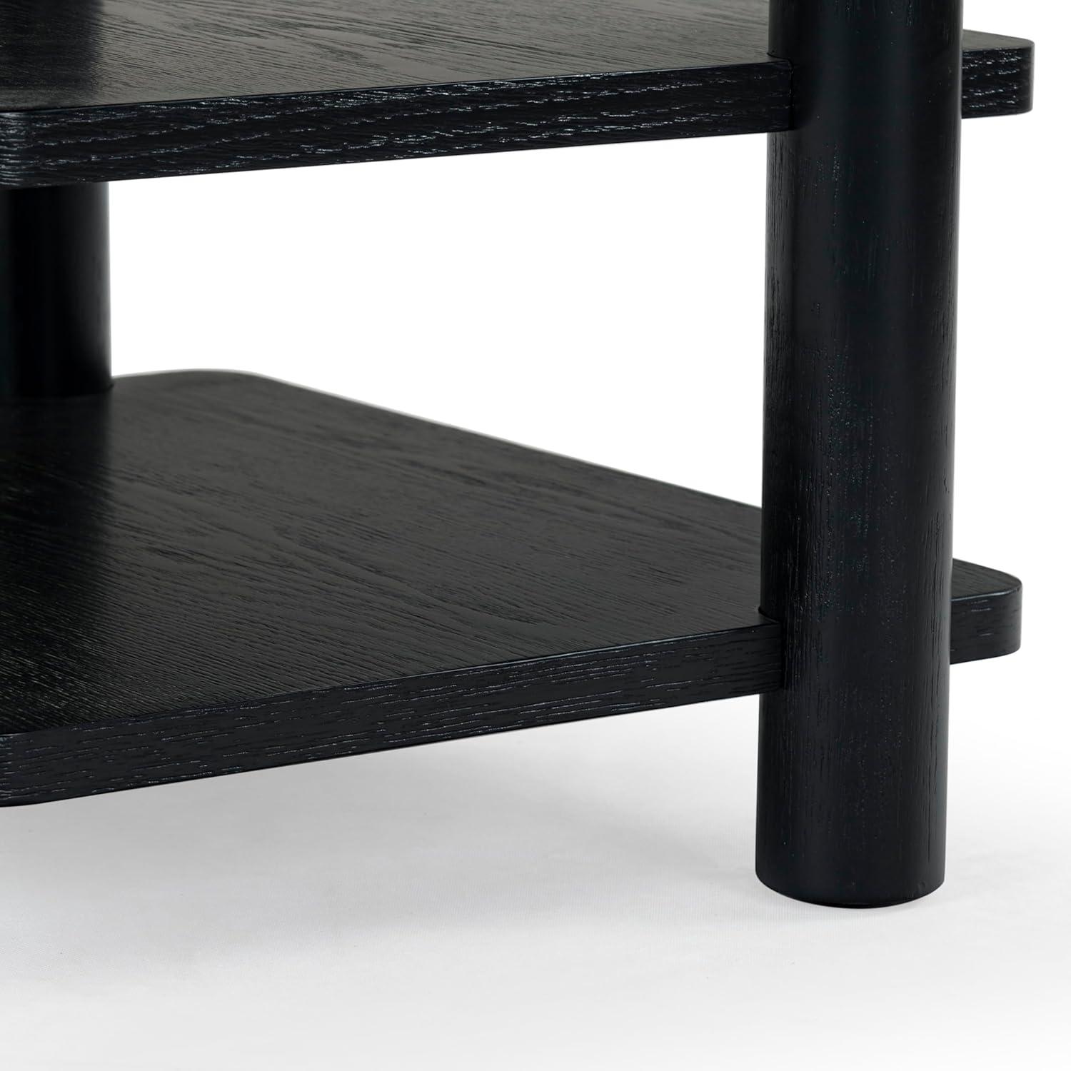 Edisyn Black Solid Wood 3-Shelf Accent Table