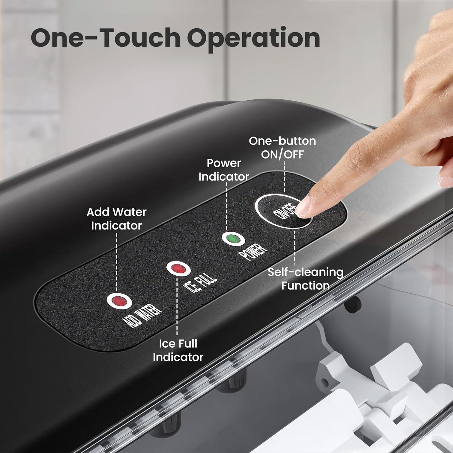 Antarctic Star Countertop Ice Maker Ice Machine With Handle,Self-Cleaning Ice Makers, 26Lbs/24H, 9 Ice Cubes Ready In 6 Mins For Home/Kitchen/Bar/Party/Camping