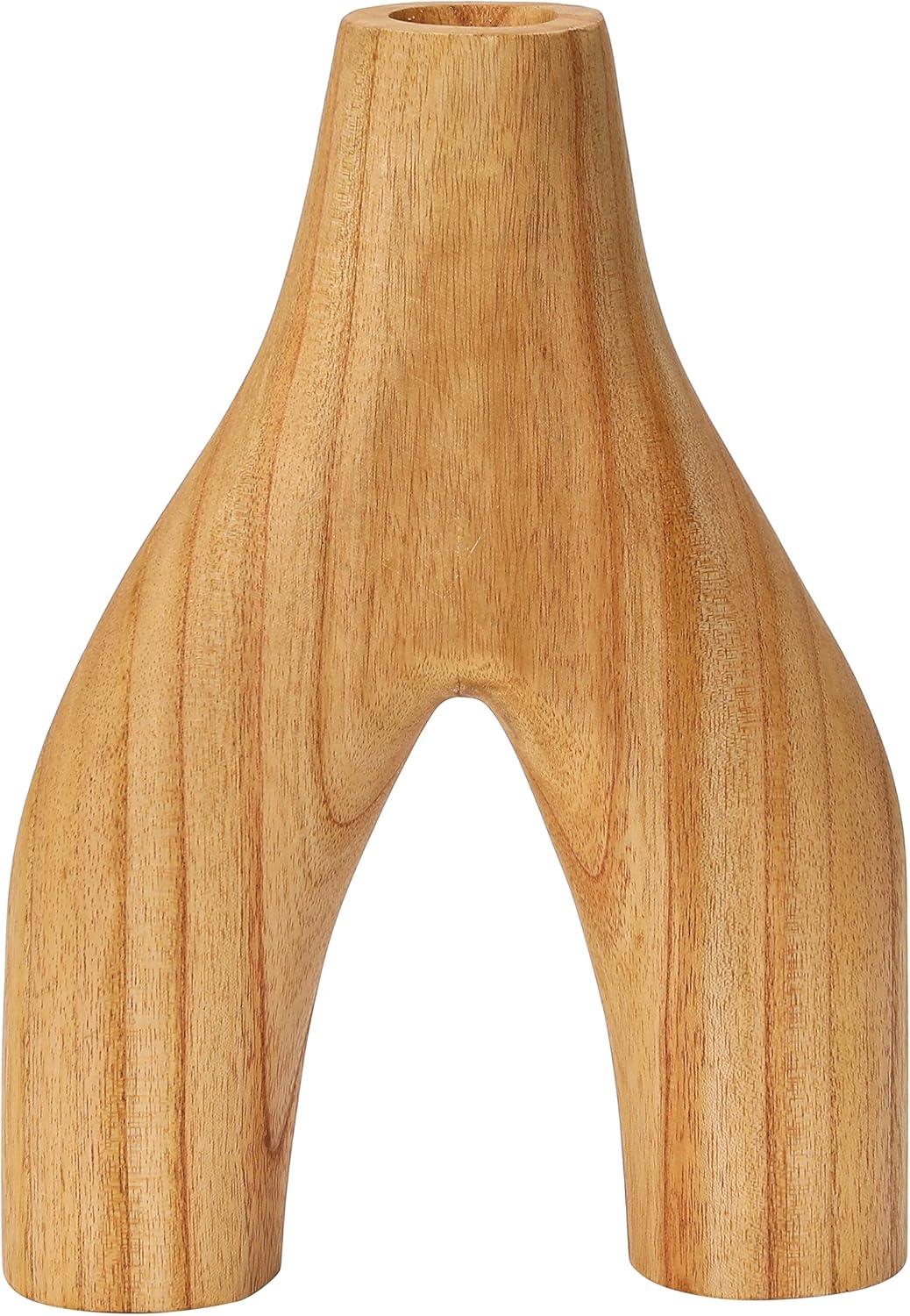 Decorative Arched Wood Vase, Natural