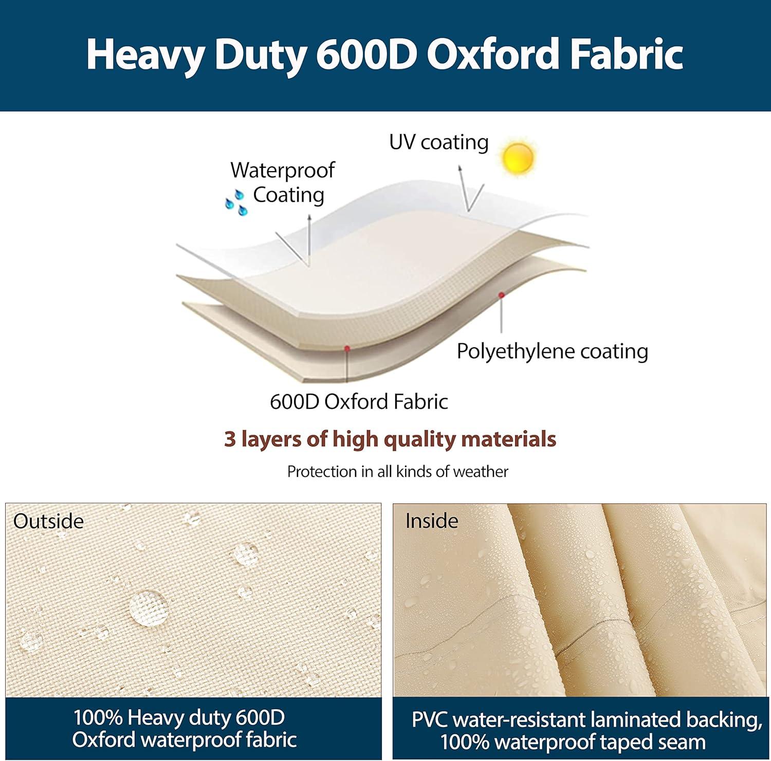 Outdoor Sectional Cover-V-Shaped Garden Patio Furniture Covers Waterproof Rip-Stop Anti-UV 600D Heavy Duty Outdoor Couch Cover with 3 Air Vents Sofa Cover 85''L 33.5''D 31''H,Beige & Reddish Brown