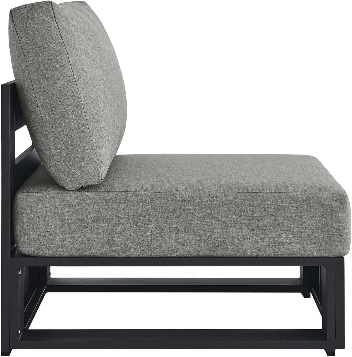 Gray Aluminum Armless Patio Chair with Weather-Resistant Cushions