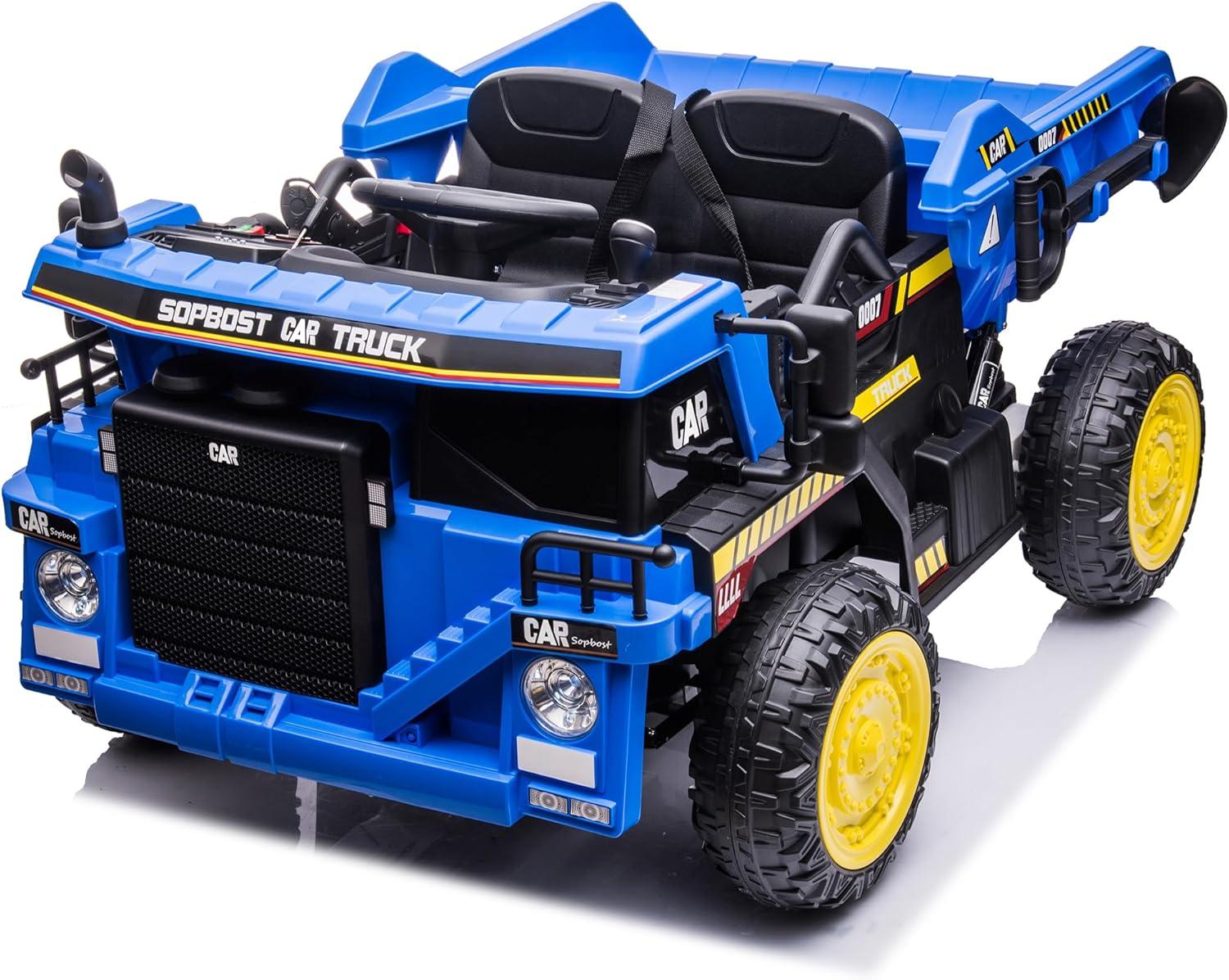 Blue 12V Electric Ride-On Dump Truck with Remote Control