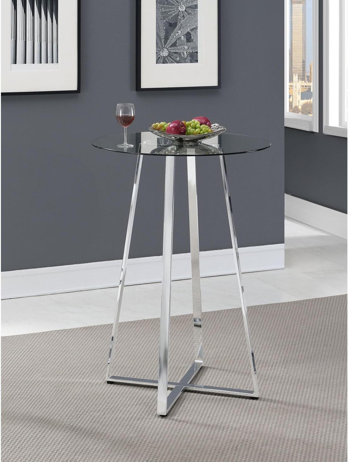 Zanella Glass Top Bar Table Chrome