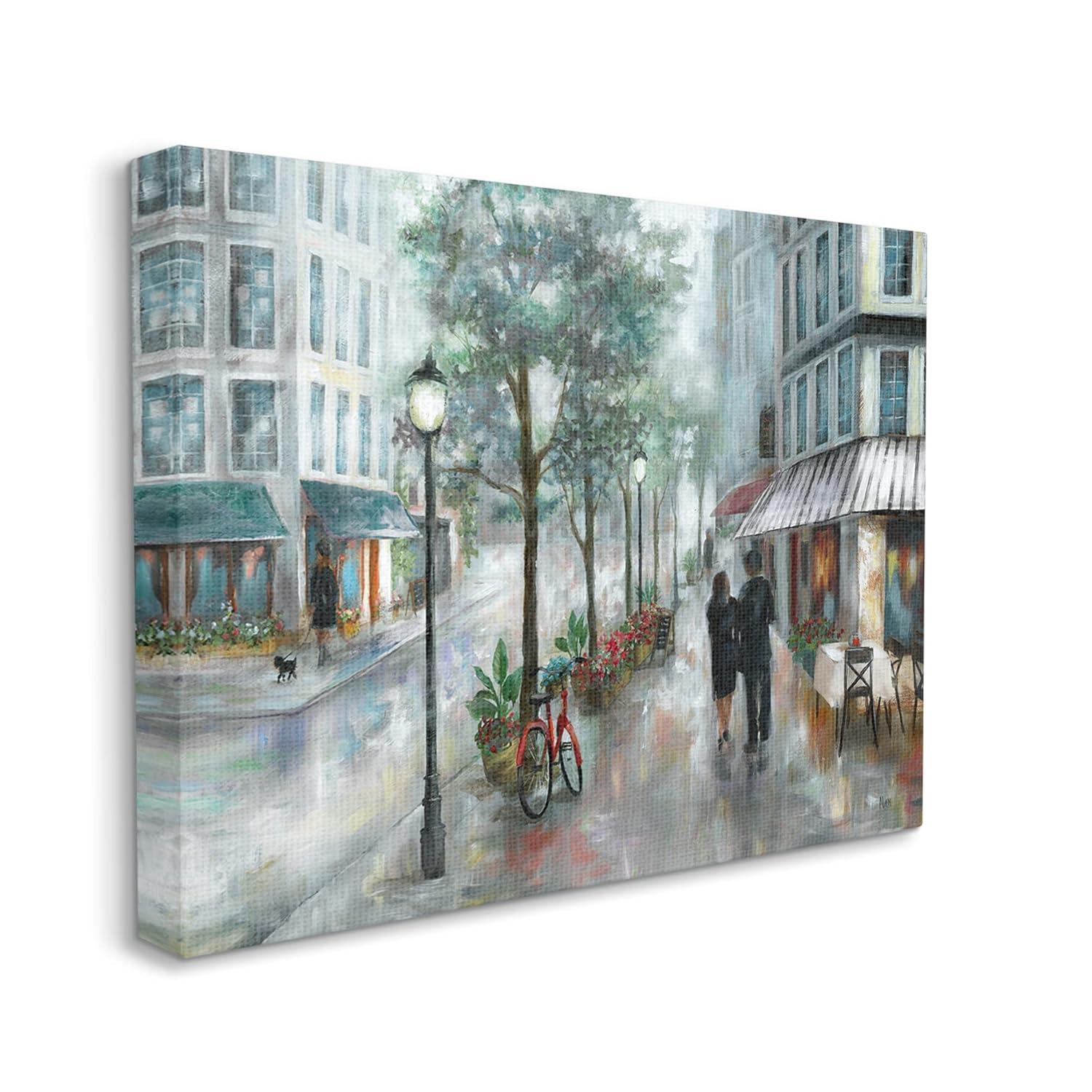 " Couple Walking Through Traditional Rainy City Architecture " by Nan