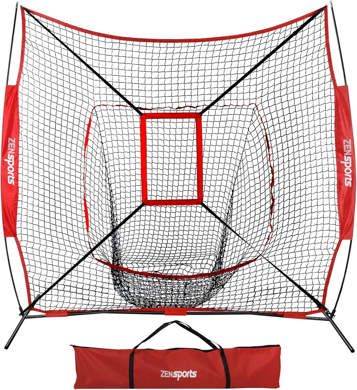 Zeny 7' x 7' Baseball Softball Practice Net Hitting Pitching Training Net w/Strike Zone,Bow Frame & Carry Bag