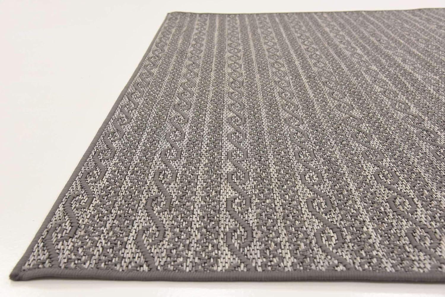 Unique Loom 6' 0 x 6' 0 Square Gray Outdoor Modern Links Area Rug
