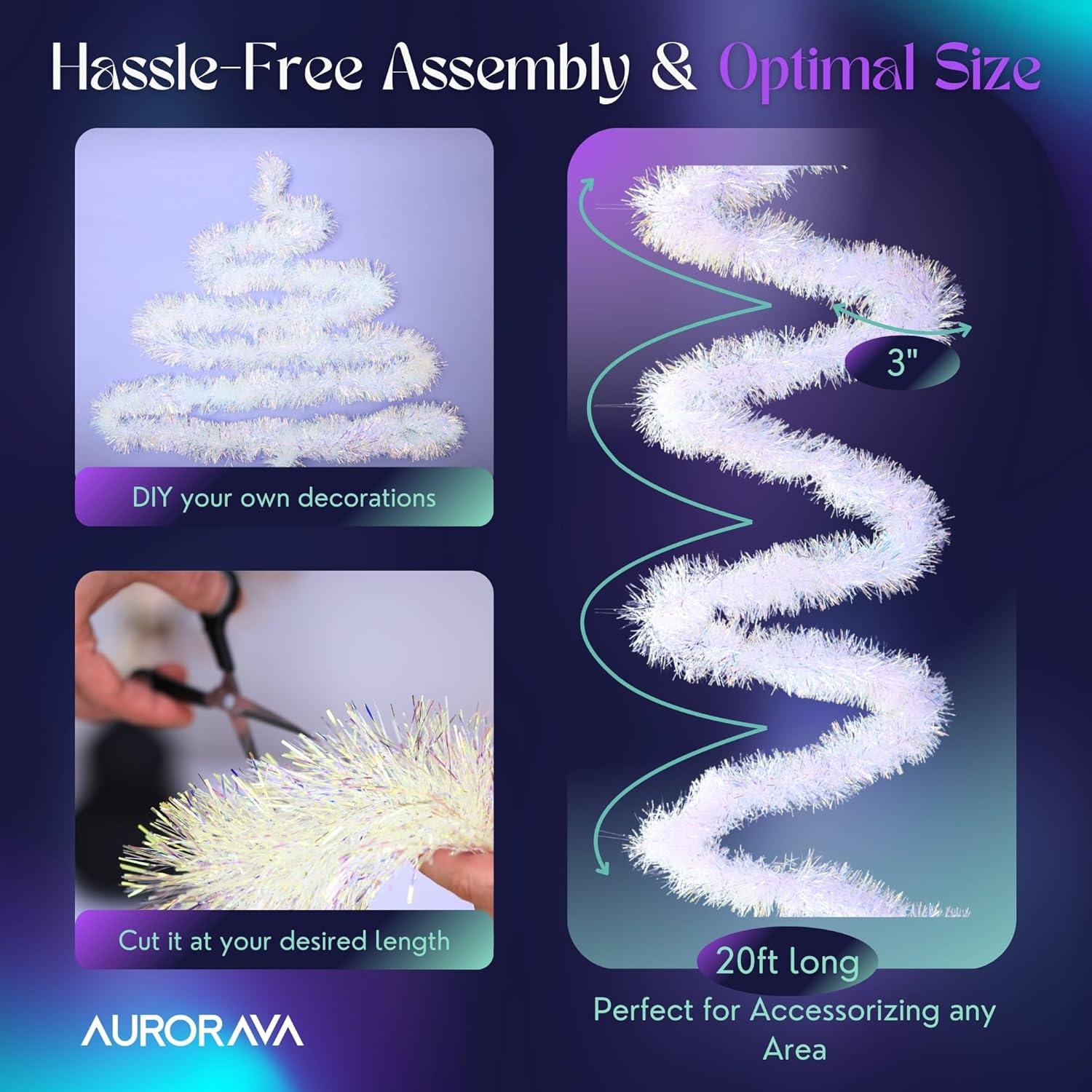 Tinsel Garland Christmas Ornaments – Premium Polar Light Film Garlands for Decoration – Multiple Colors Reflective Christmas Party Decor