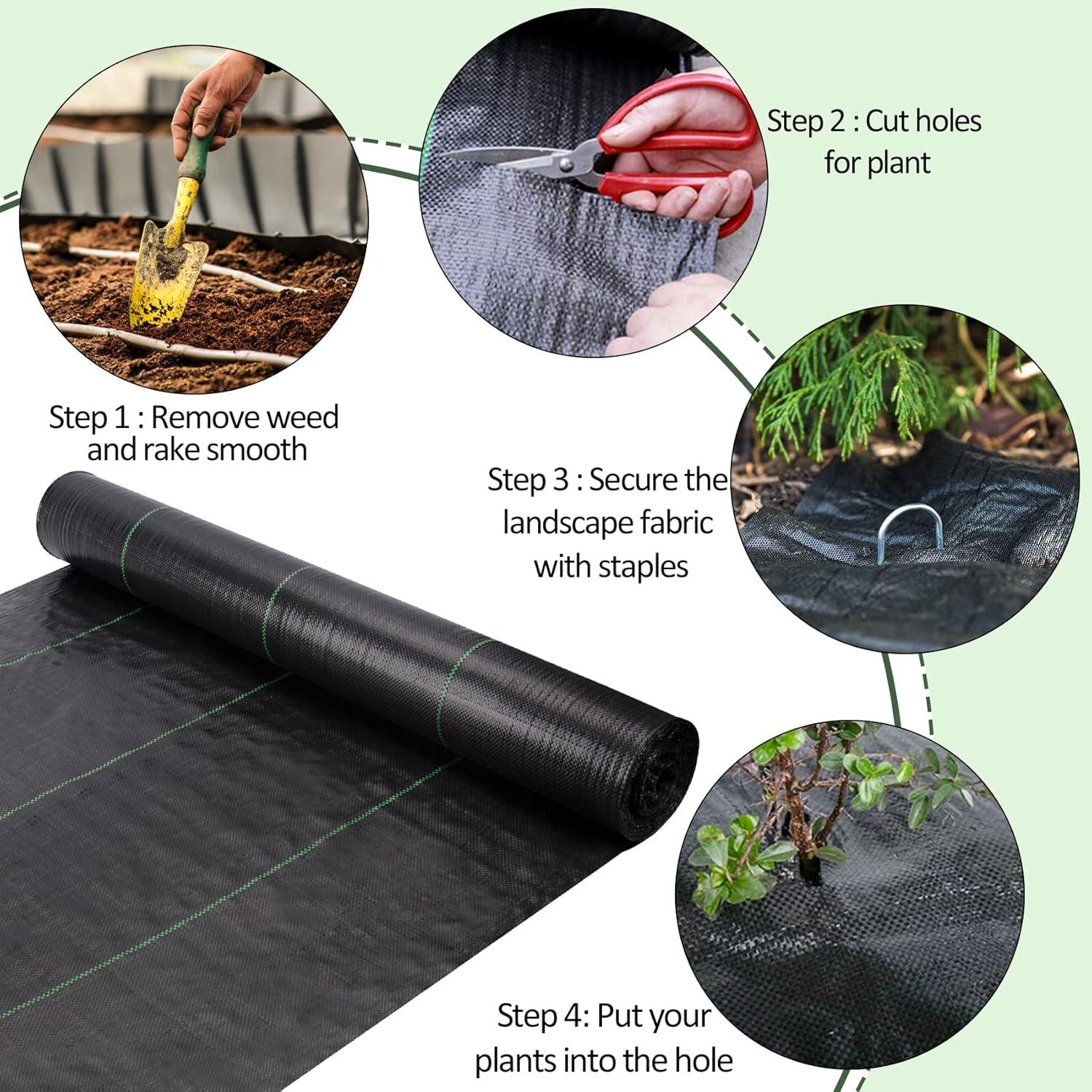 4ft x 100ft Black Heavy Duty Weed Barrier Landscape Fabric