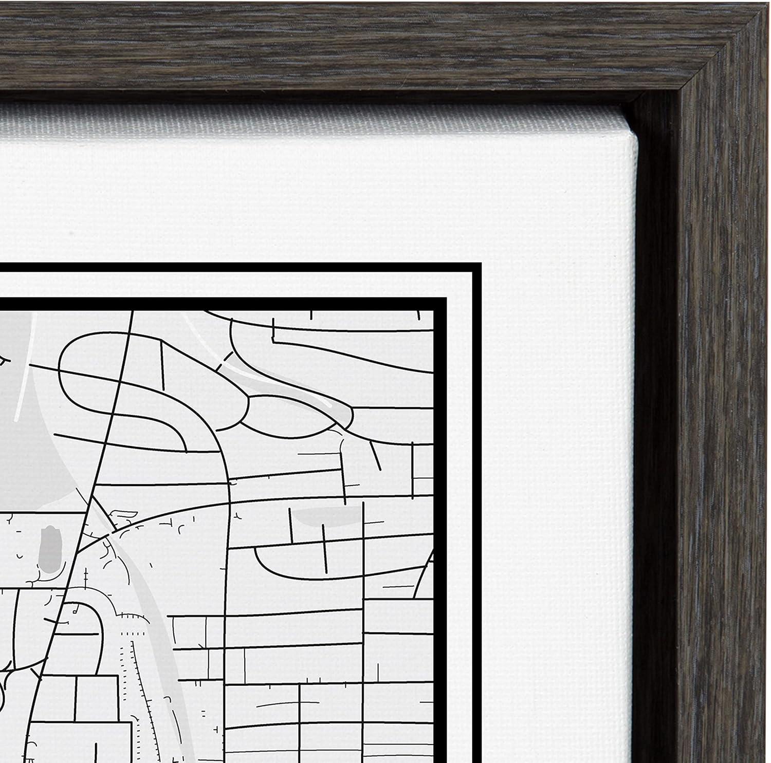 18" x 24" Sylvie Atlanta Modern Map Framed Wall Canvas by Jake Goossen - Kate & Laurel: Digital Art, Home Decor