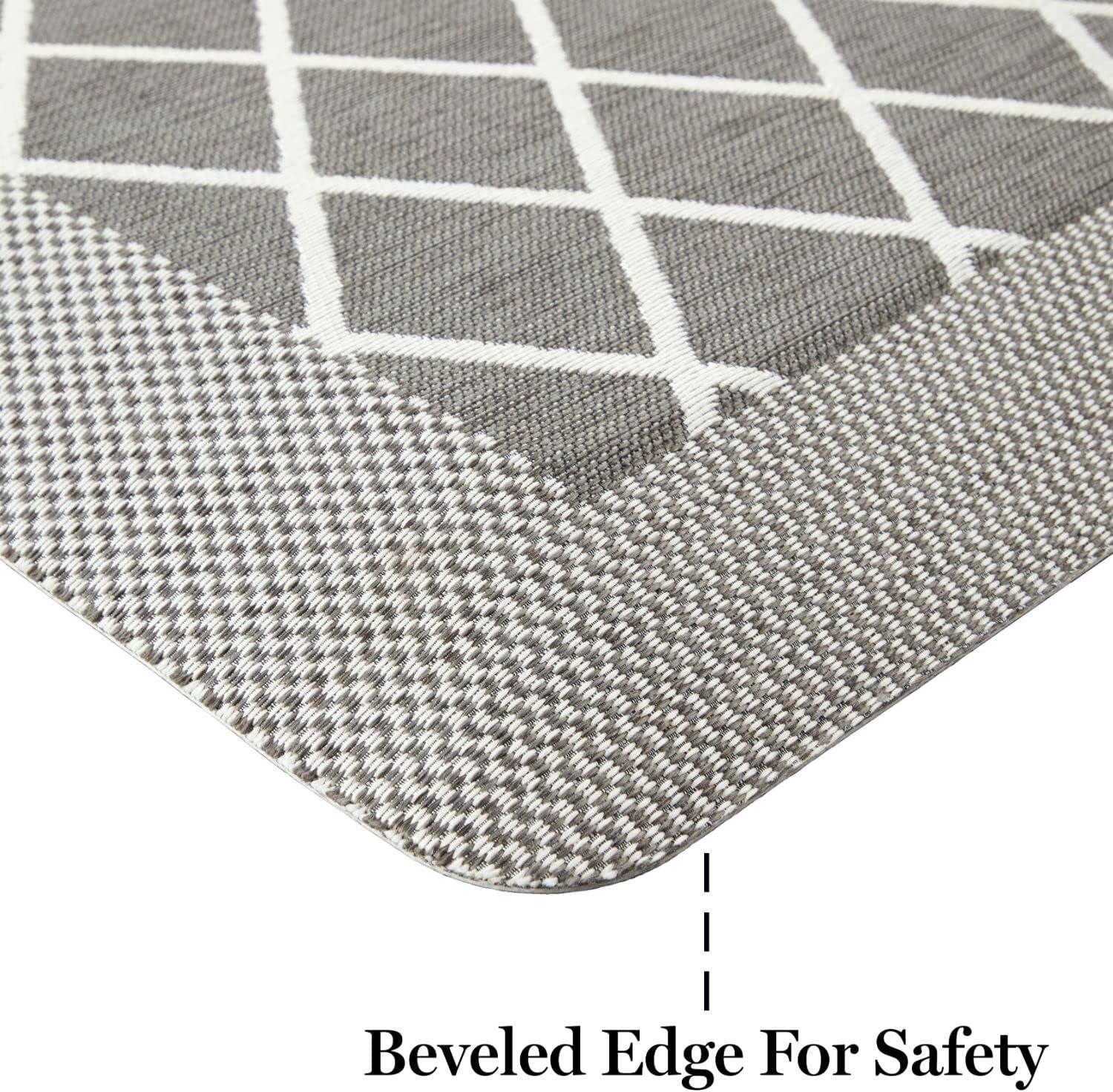 Gray Trellis Memory Foam Anti-Fatigue Kitchen Mat