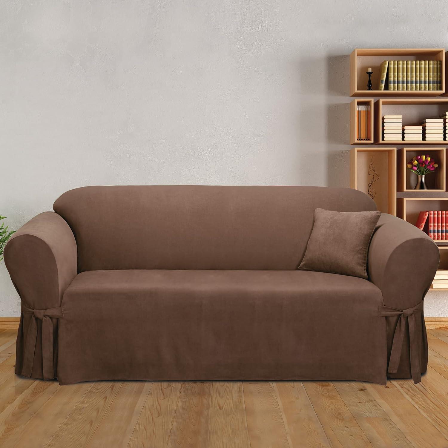 Soft Suede Box Cushion Sofa Slipcover