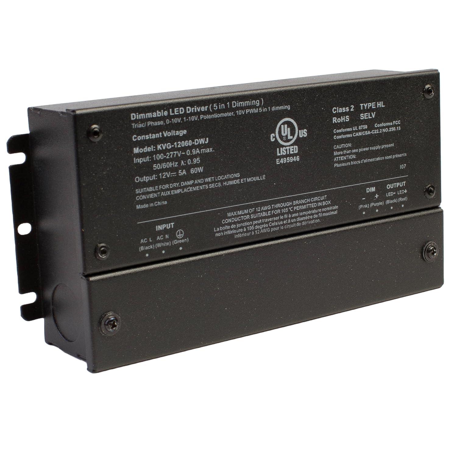 UL listed 12v 5A 60w class 2 dimmable LED driver power supply for led strip light