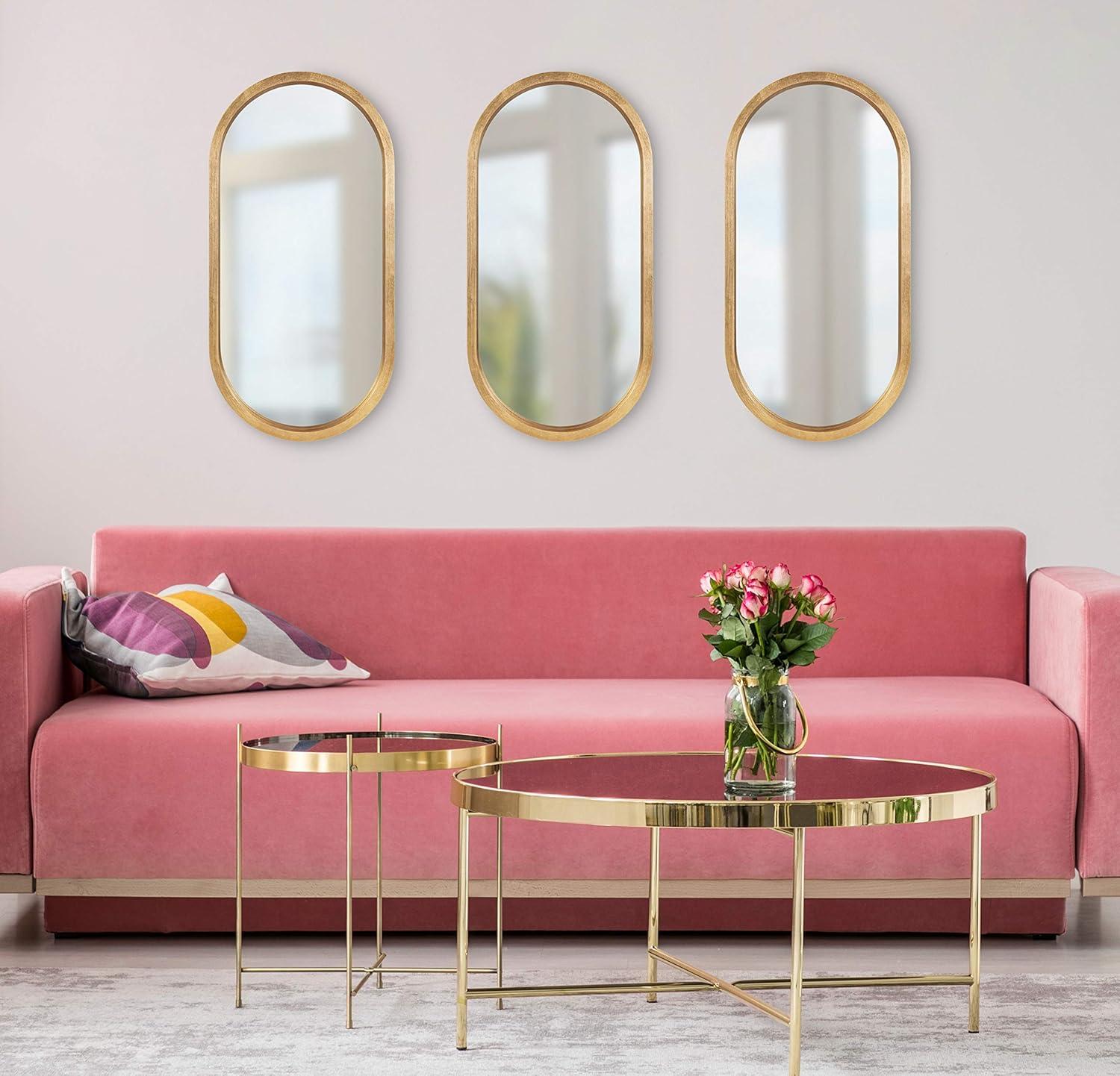 Travis Capsule Framed Full-Length Wood Mirror in Gold