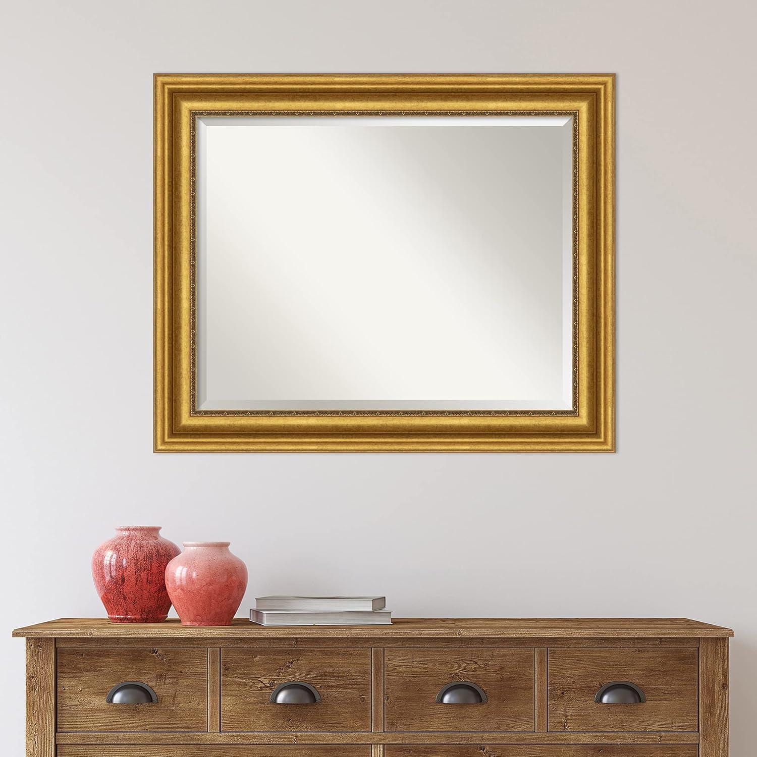 Parlor Gold Rectangular Beveled Bathroom Vanity Mirror