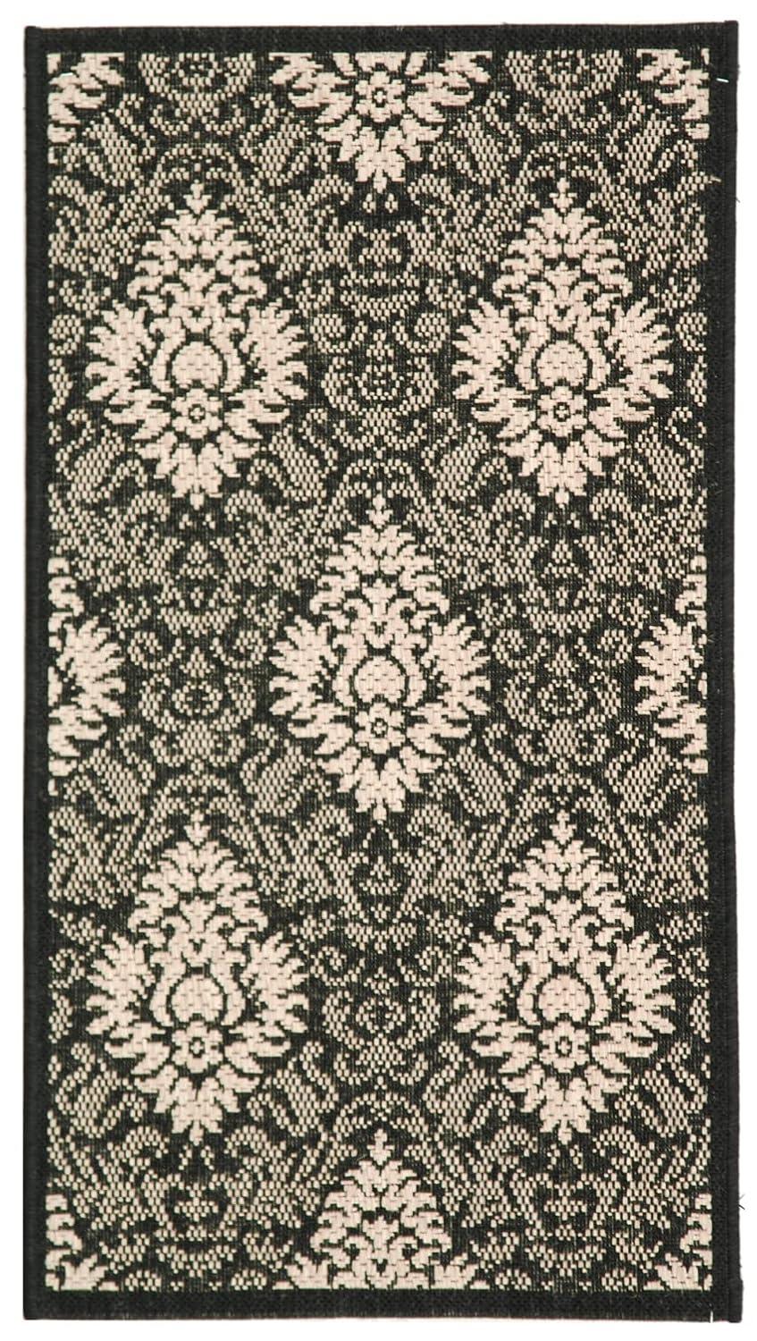 Courtyard CY2714 Power Loomed Indoor and Outdoor Accent Rug - Black/Sand - 2'x3'7" - Safavieh