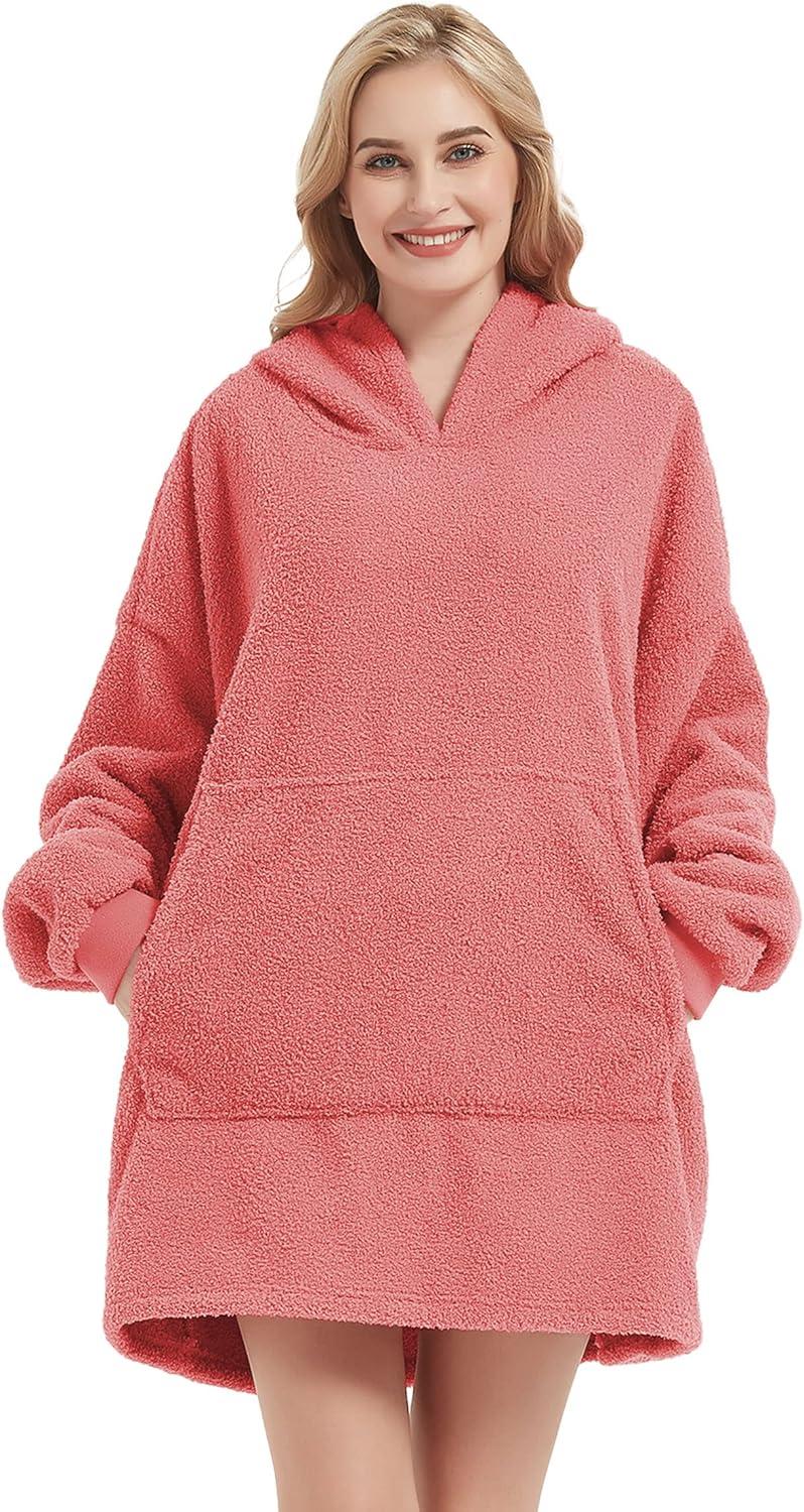 Bedsure Bedsure Wearable Blanket Hoodie Gifts For Women - Cozy Sherpa Hoodie Blanket For Adult Men, Warm Hooded Blanket Sweatshirt