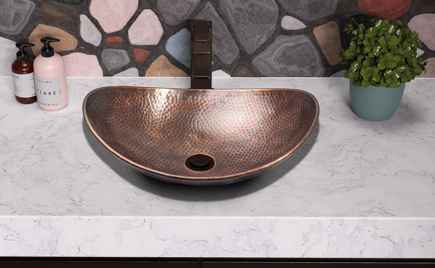 Pure Copper Hand Hammered Harbor Bathroom Vessel Sink 19"