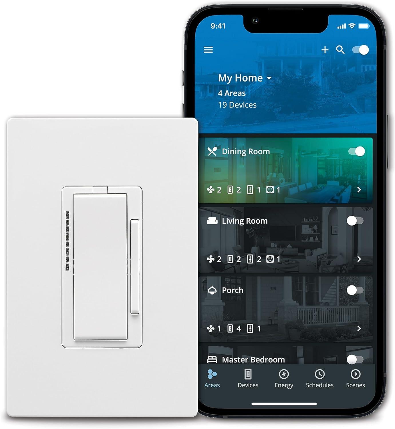 Eaton EWFD30-W-BX-T Wi-Fi Smart Universal Dimmer Works with Hey Google and Alexa, White