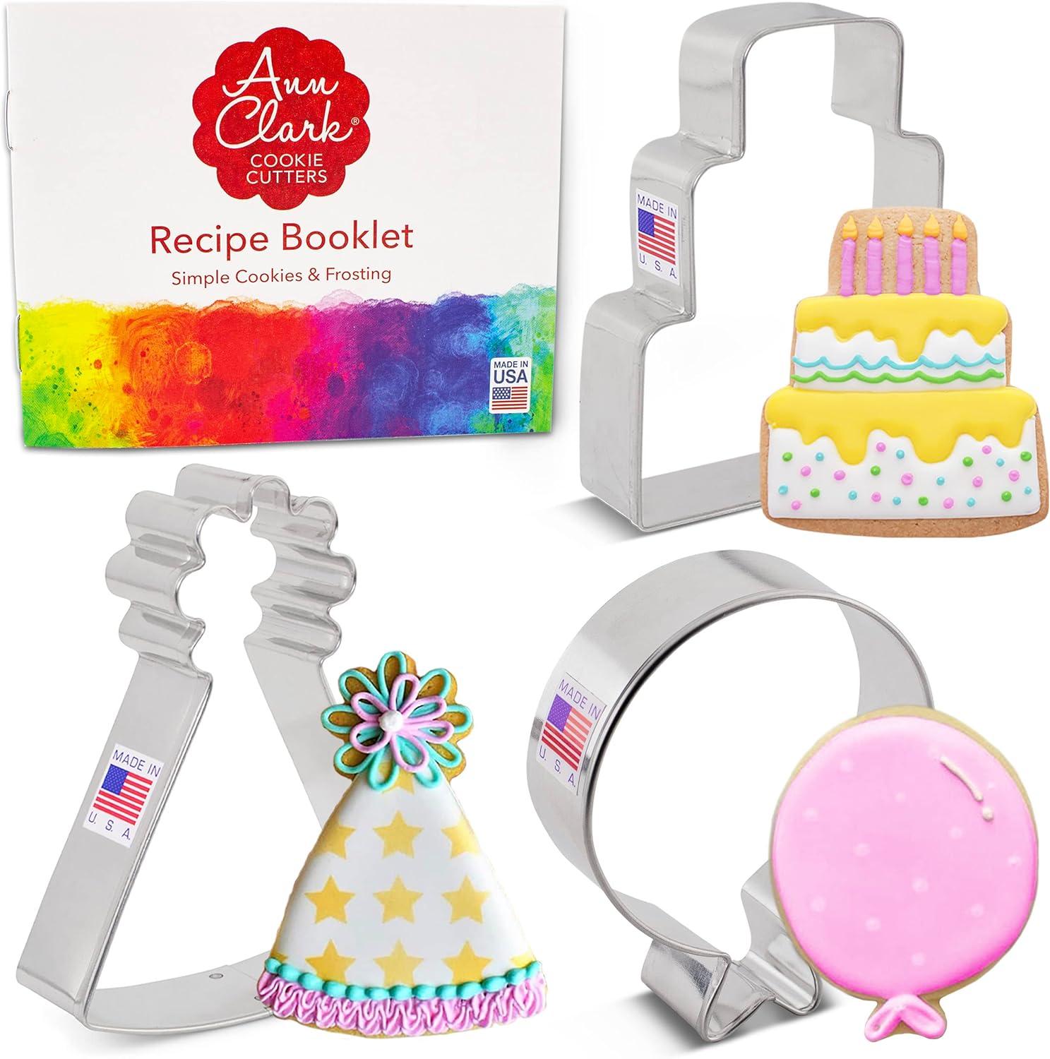 Ann Clark Birthday Cookie Cutter Set, 3-Piece, Made in USA