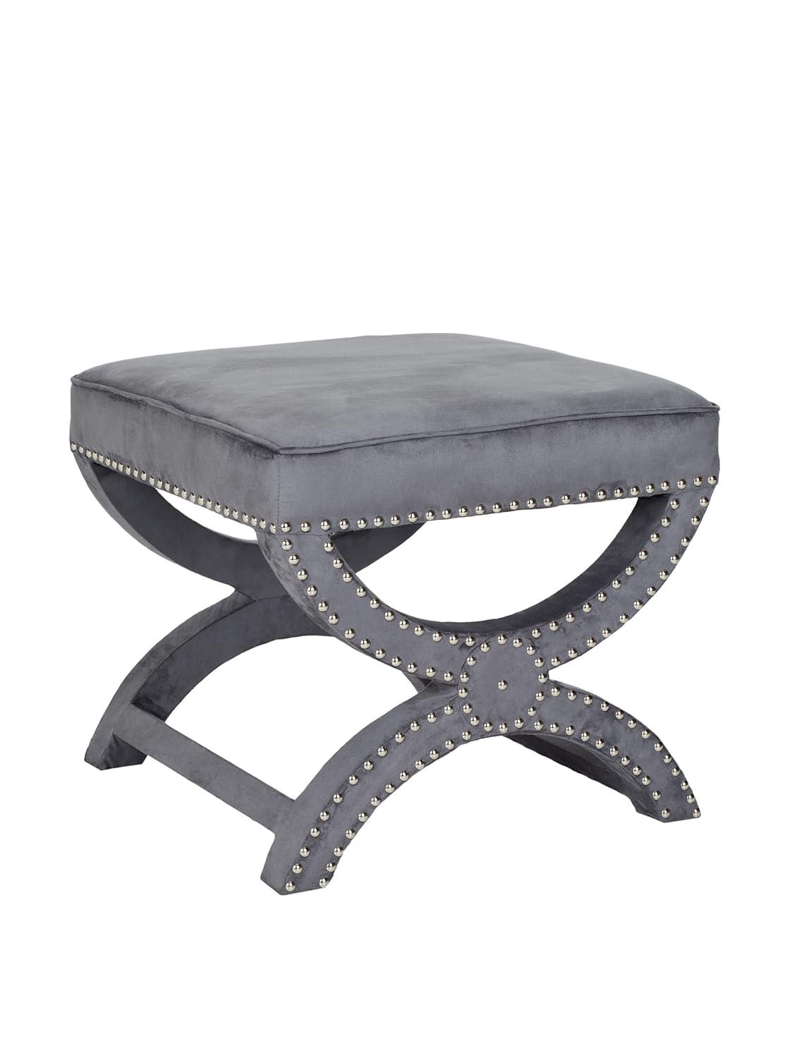Mystic Ottoman with Silver Nail Heads - Grey - Safavieh