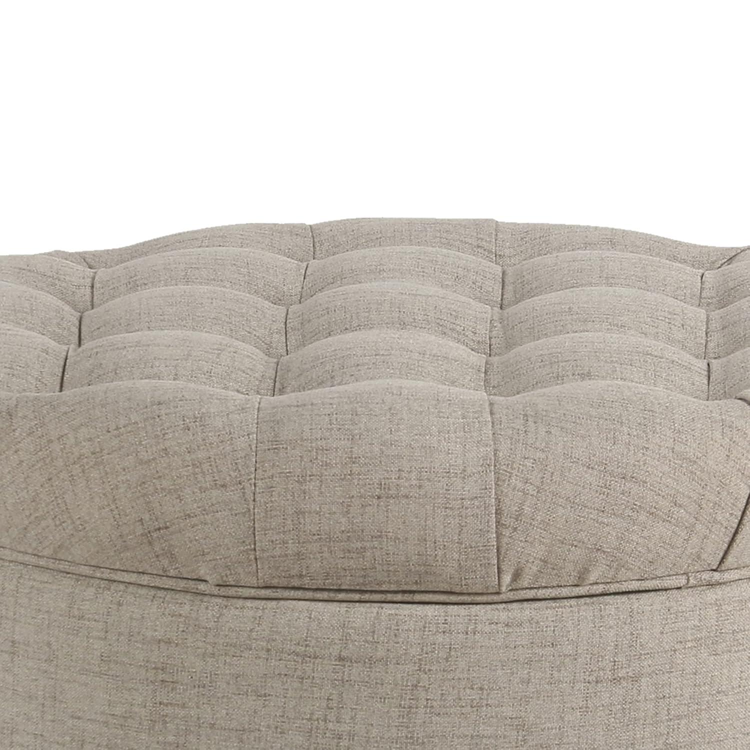 Benzara Otomana de Madera Tapizada en Tela con Almacenamiento con Tapa Elevable Capitoné, Beige-Color:Beige