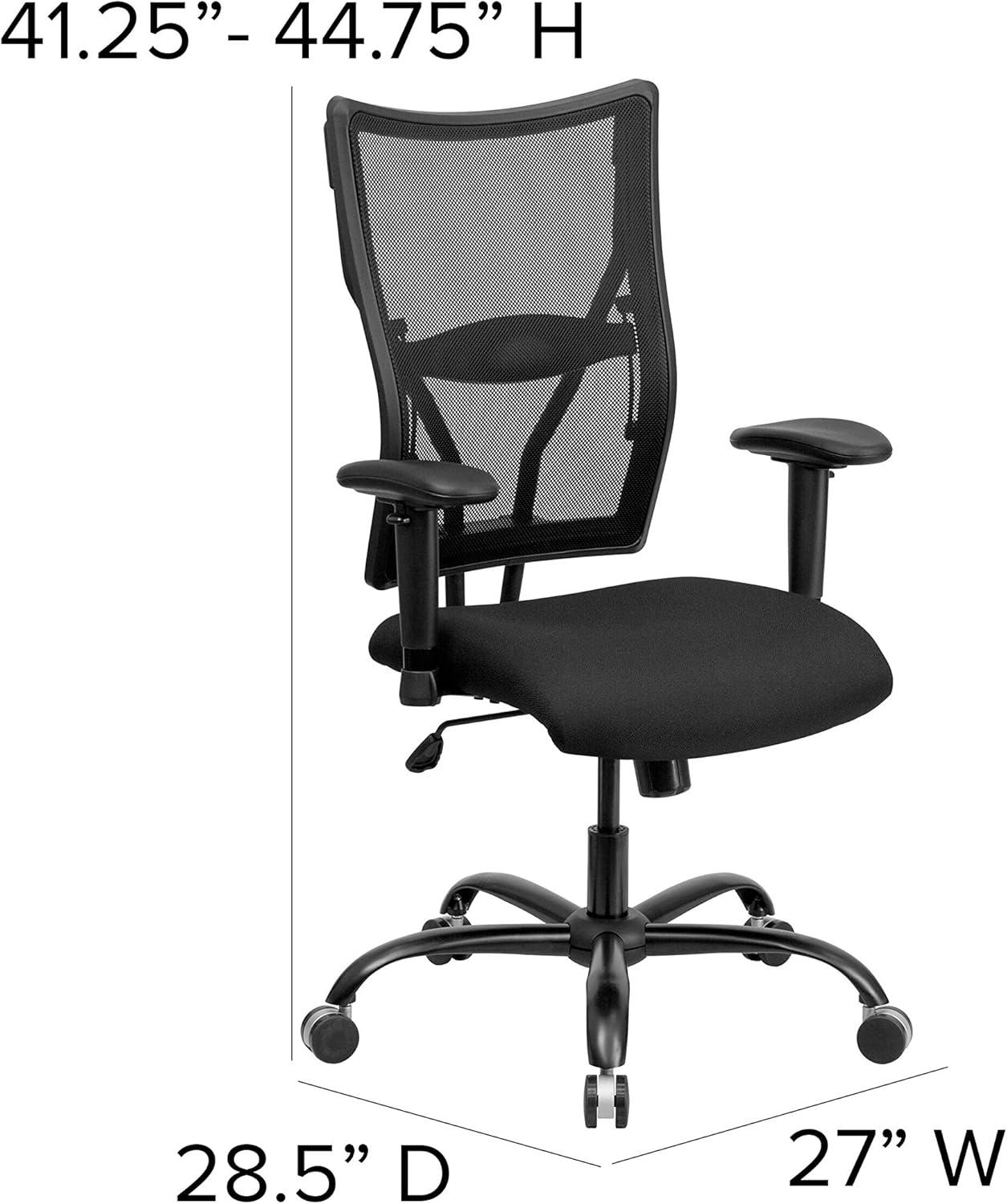 Flash Furniture HERCULES Series Big & Tall 400 lb. Rated Black Mesh Executive Swivel Ergonomic Office Chair with Adjustable Arms