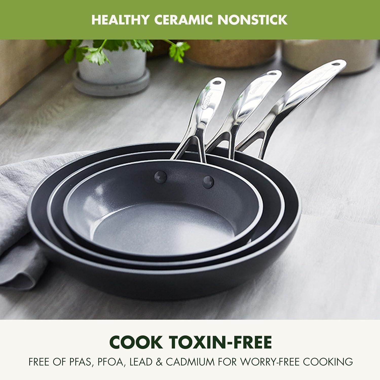 Gray Aluminum Ceramic Nonstick Fry Pan Skillet Set