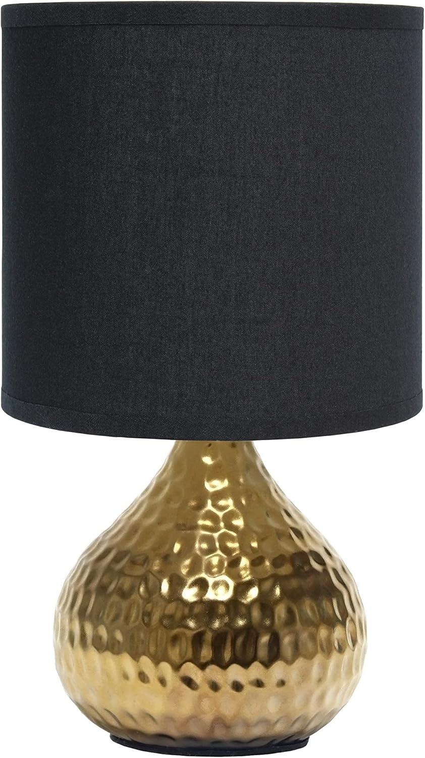 Hammered Gold Drip Mini Table Lamp with Black Shade