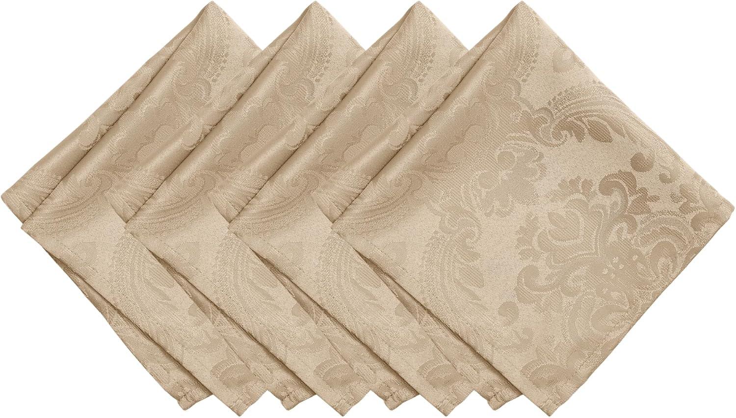 Elrene Caiden Elegance Damask Napkin, Set of 4 - 17" x 17" - Elrene Home Fashions