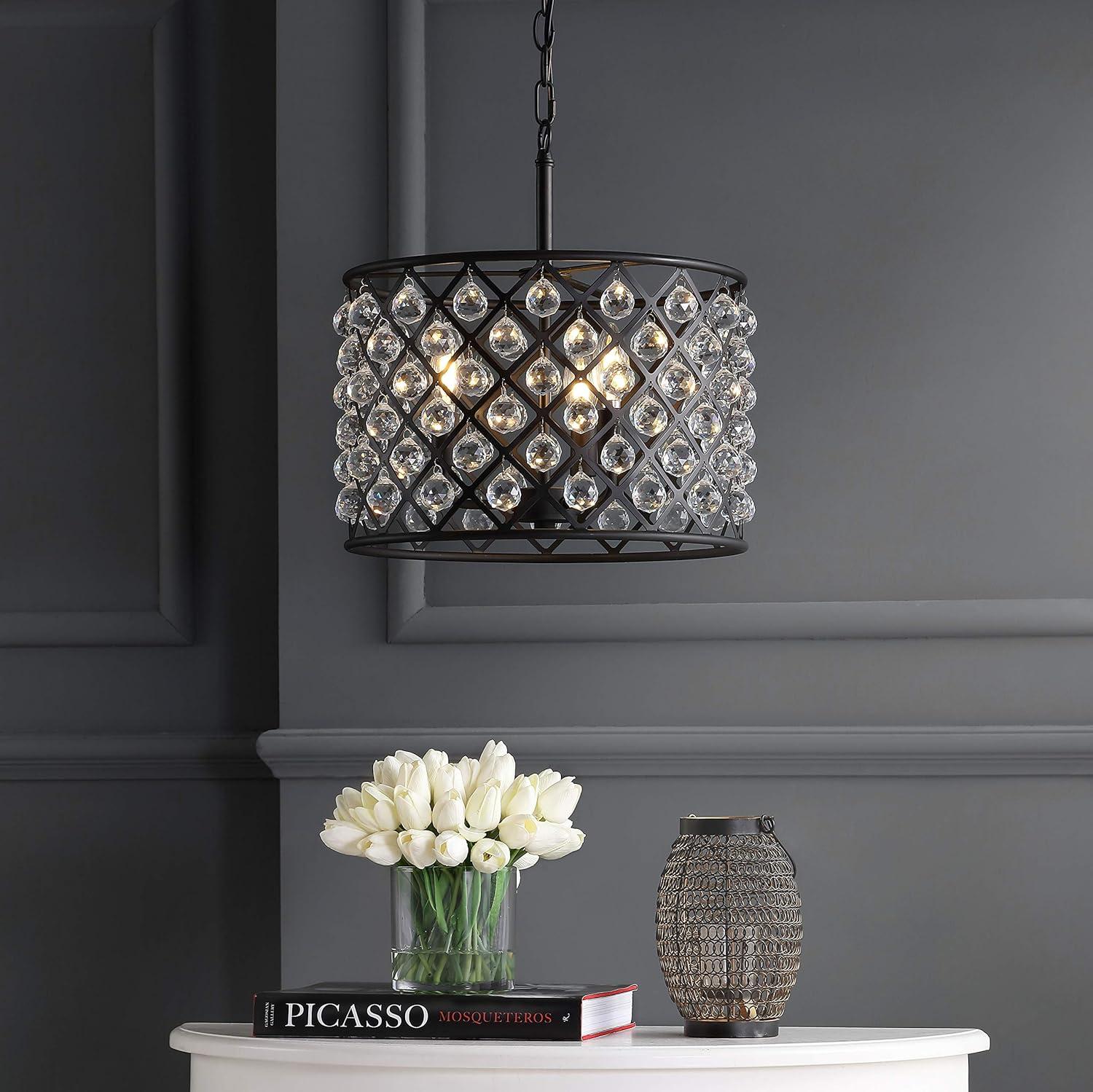 Gabrielle 16" Crystal/Metal LED Pendant, Oil-Rubbed Bronze