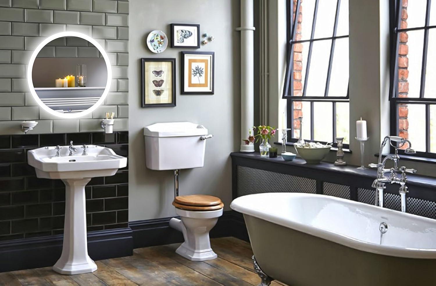 27" Round Polished Aluminum Frameless Vanity Mirror