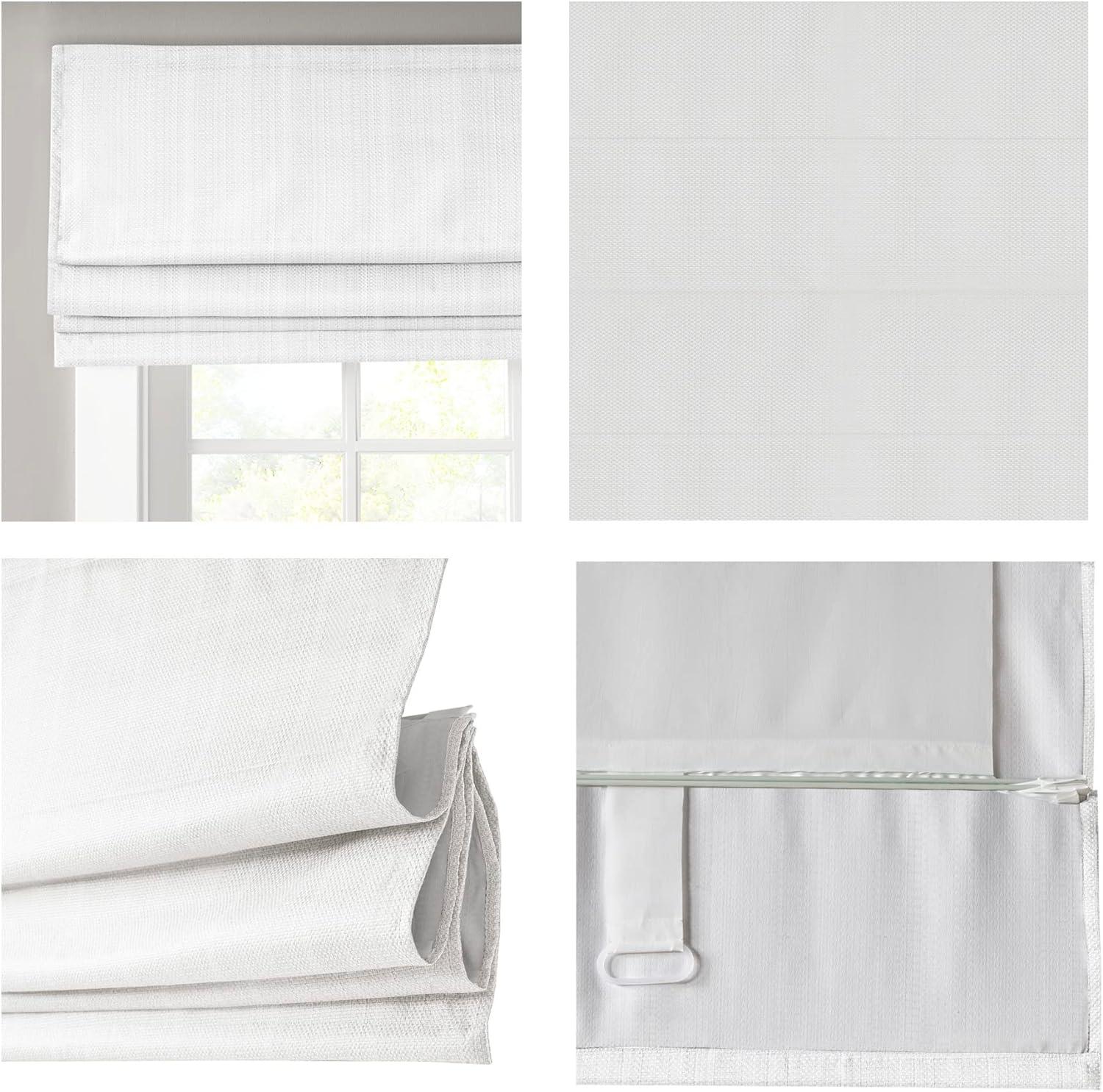 27"x64" Paxton Basketweave Room Darkening Cordless Roman Shade White - Madison Park: Window Blinds, Indoor Use