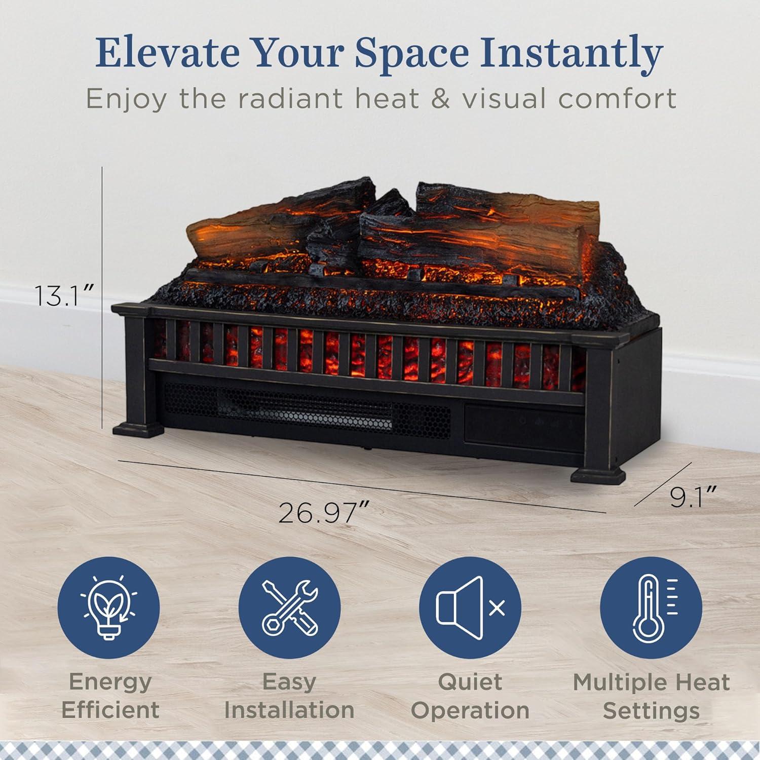 Country Living Country Living Infrared Electric Log Set Heater - Faux Logs Insert with Flickering Flames