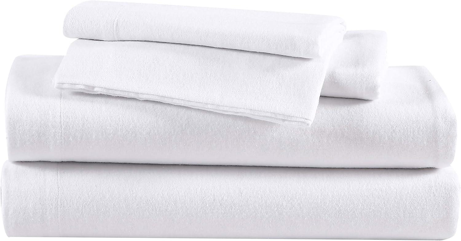 Twin Solid Flannel Sheet Set White - Eddie Bauer