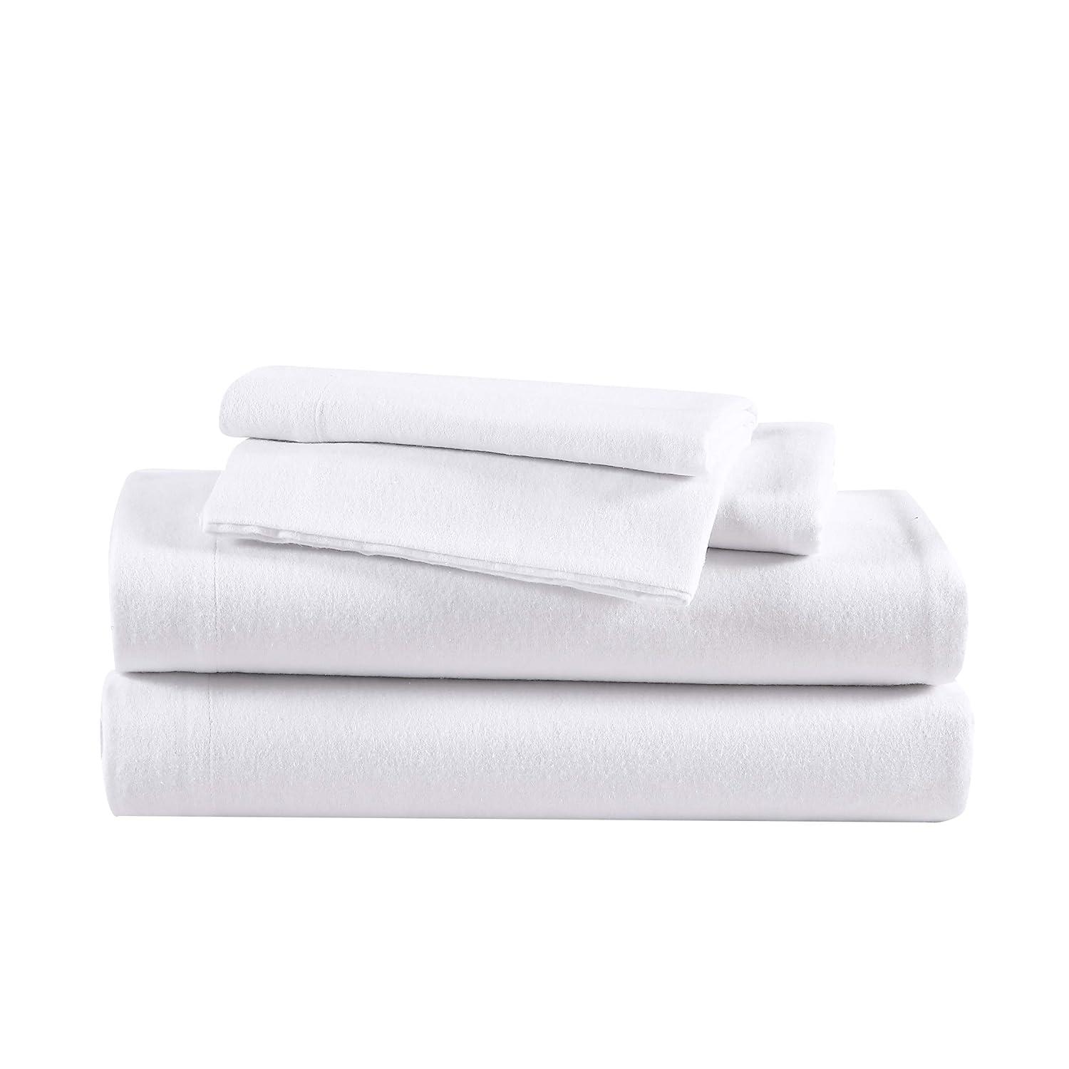 Twin Solid Flannel Sheet Set White - Eddie Bauer
