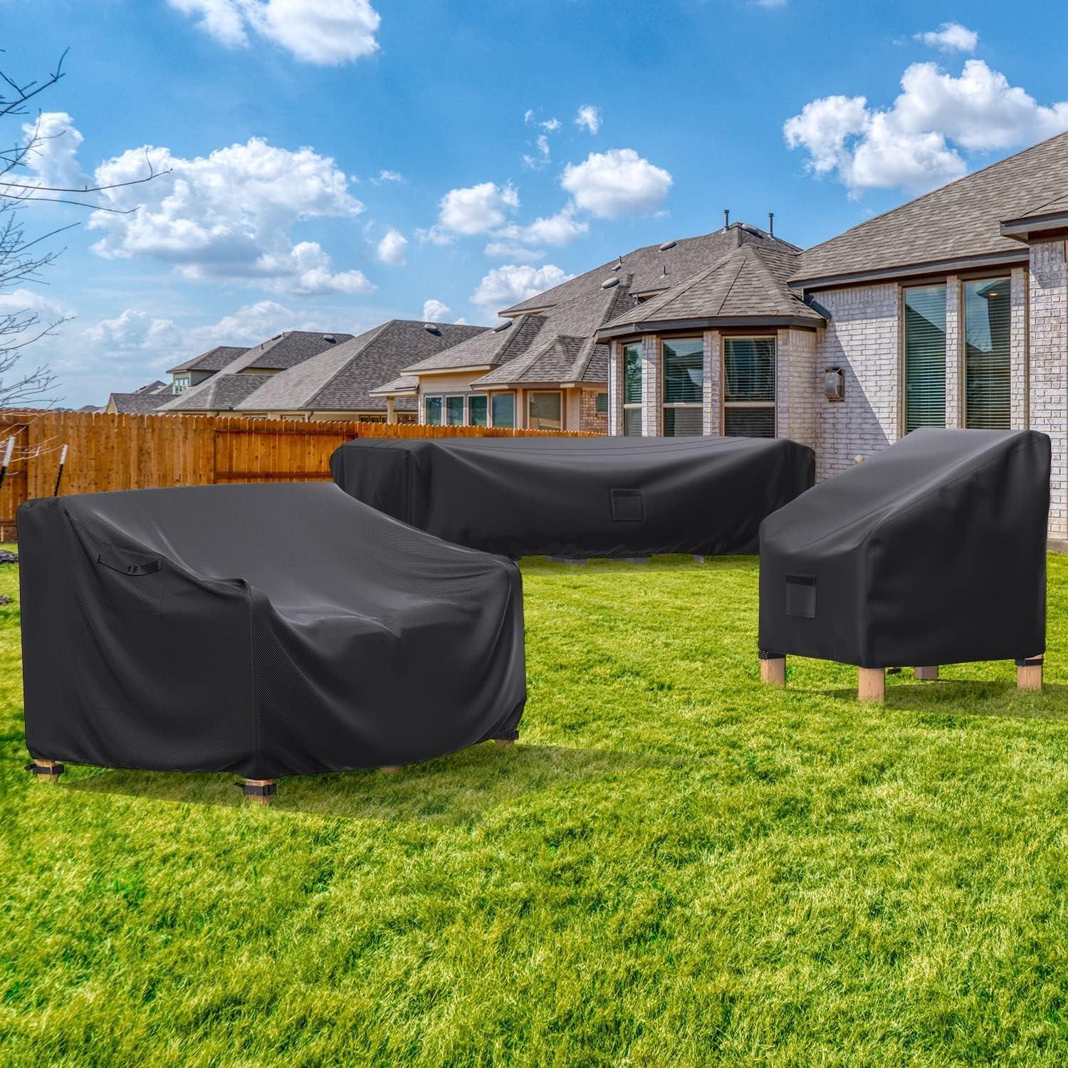 Black Heavy Duty Waterproof Patio Furniture Cover