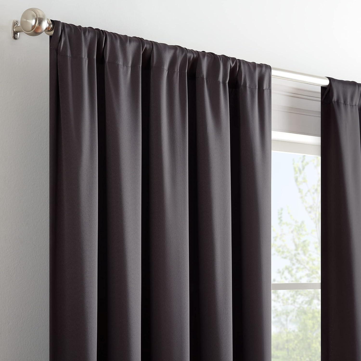 Eclipse Tricia Solid Curtain Panel, Room Darkening Rod Pocket Curtain Thermapanel (1 Panel)