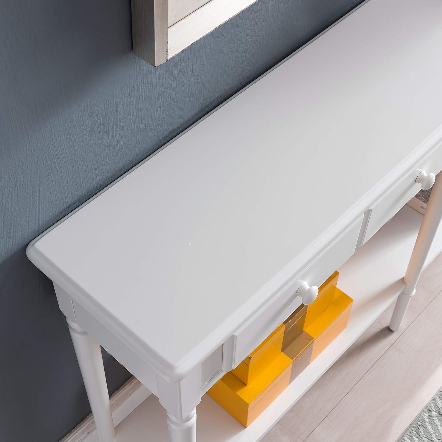 Leick Home Coastal Notions Solid Wood Console Table with Shelf, White