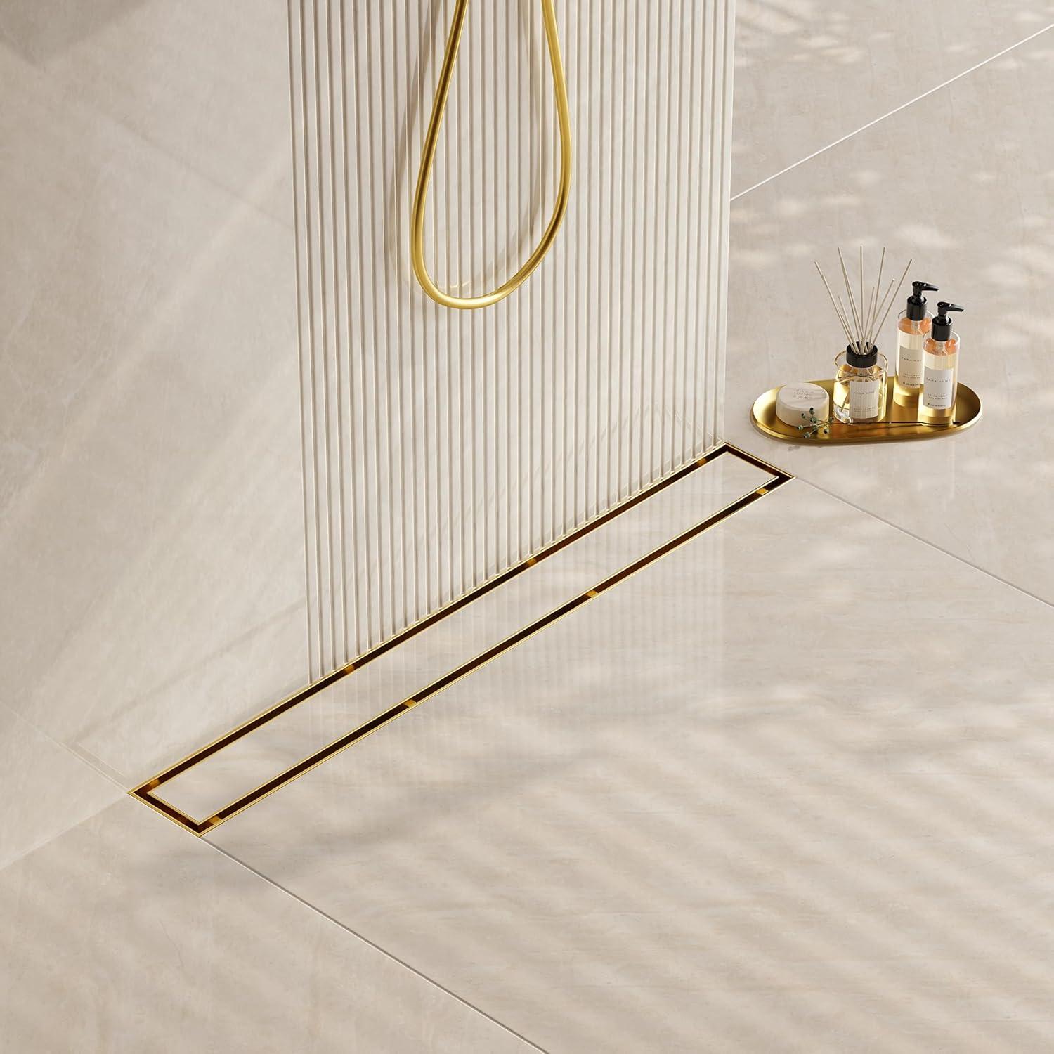 36 In. Stainless Steel Linear Shower Drain With Tile-In Pattern Surface