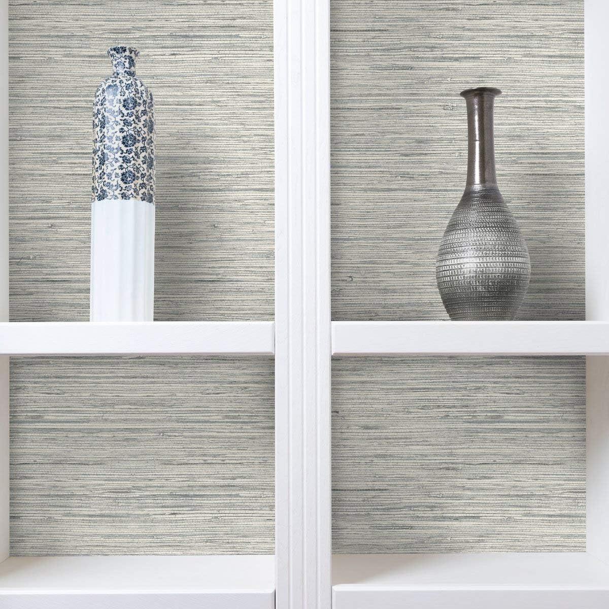 RoomMates Faux Grasscloth Light Gray Peel and Stick Wallpaper