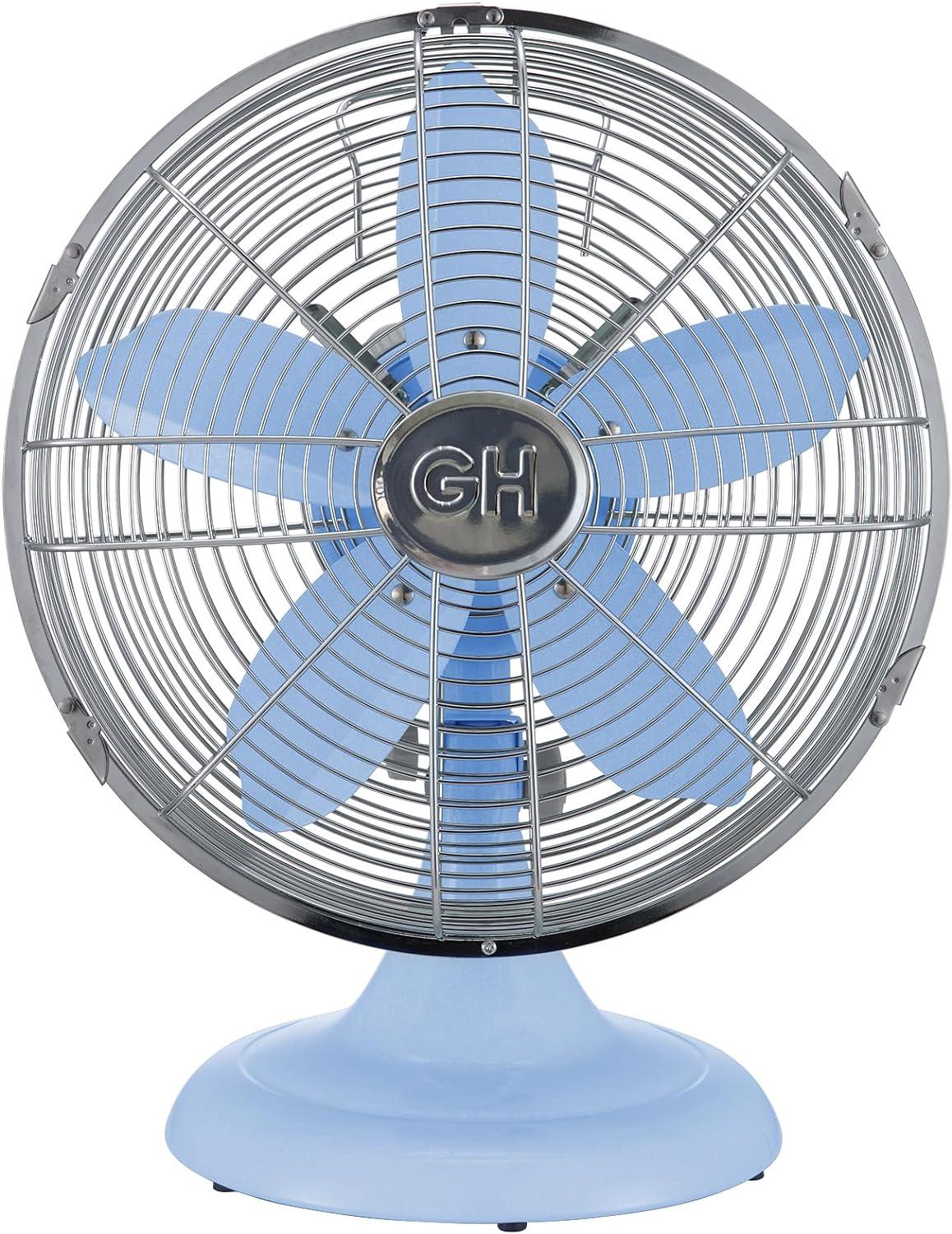 Good Housekeeping Good Housekeeping's All-Metal Retro 3-Speed 12" Oscillating Office Desk Table Fan (Multiple Finishes Available)