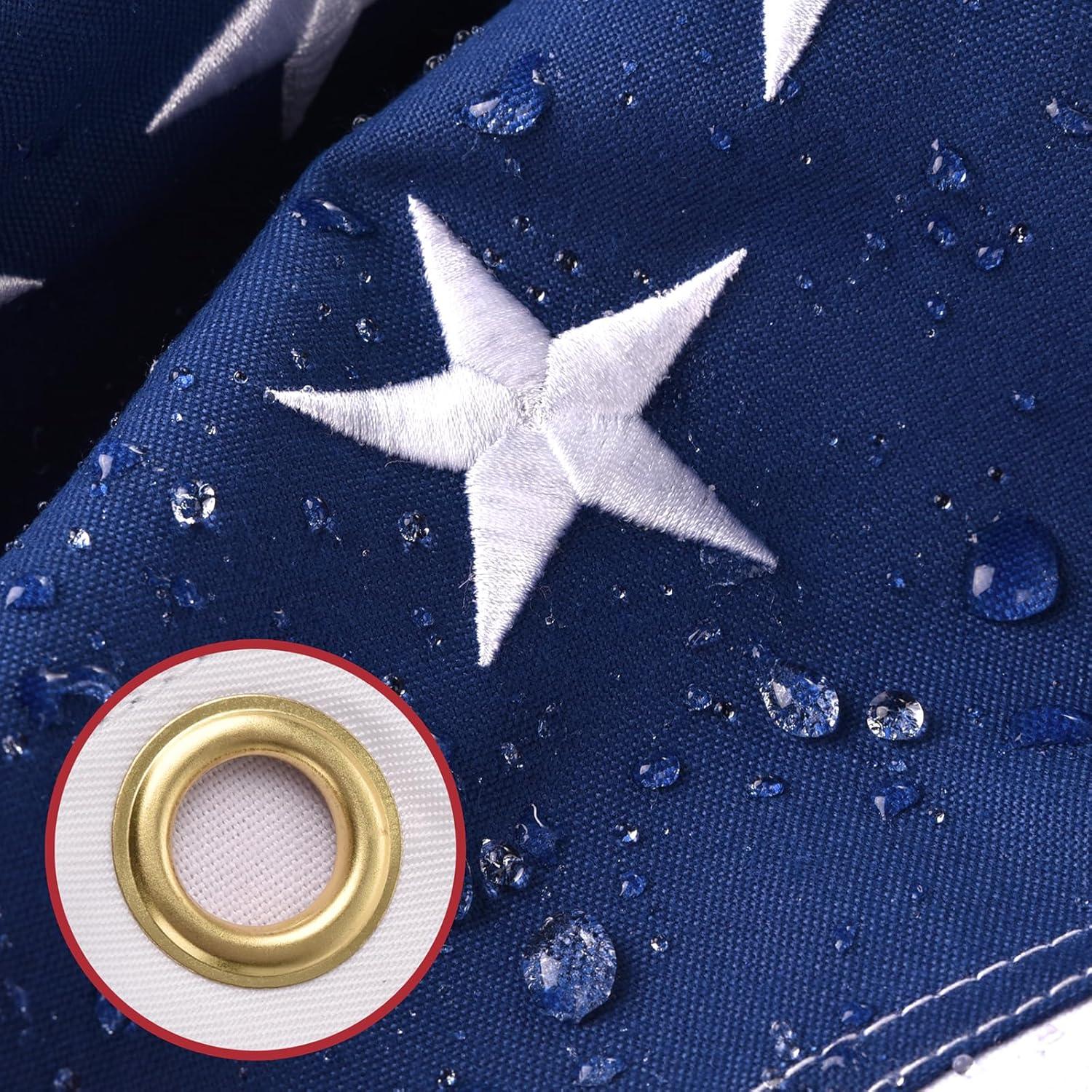 Patriotic Blue Polyester Outdoor American Flag with Embroidered Stars