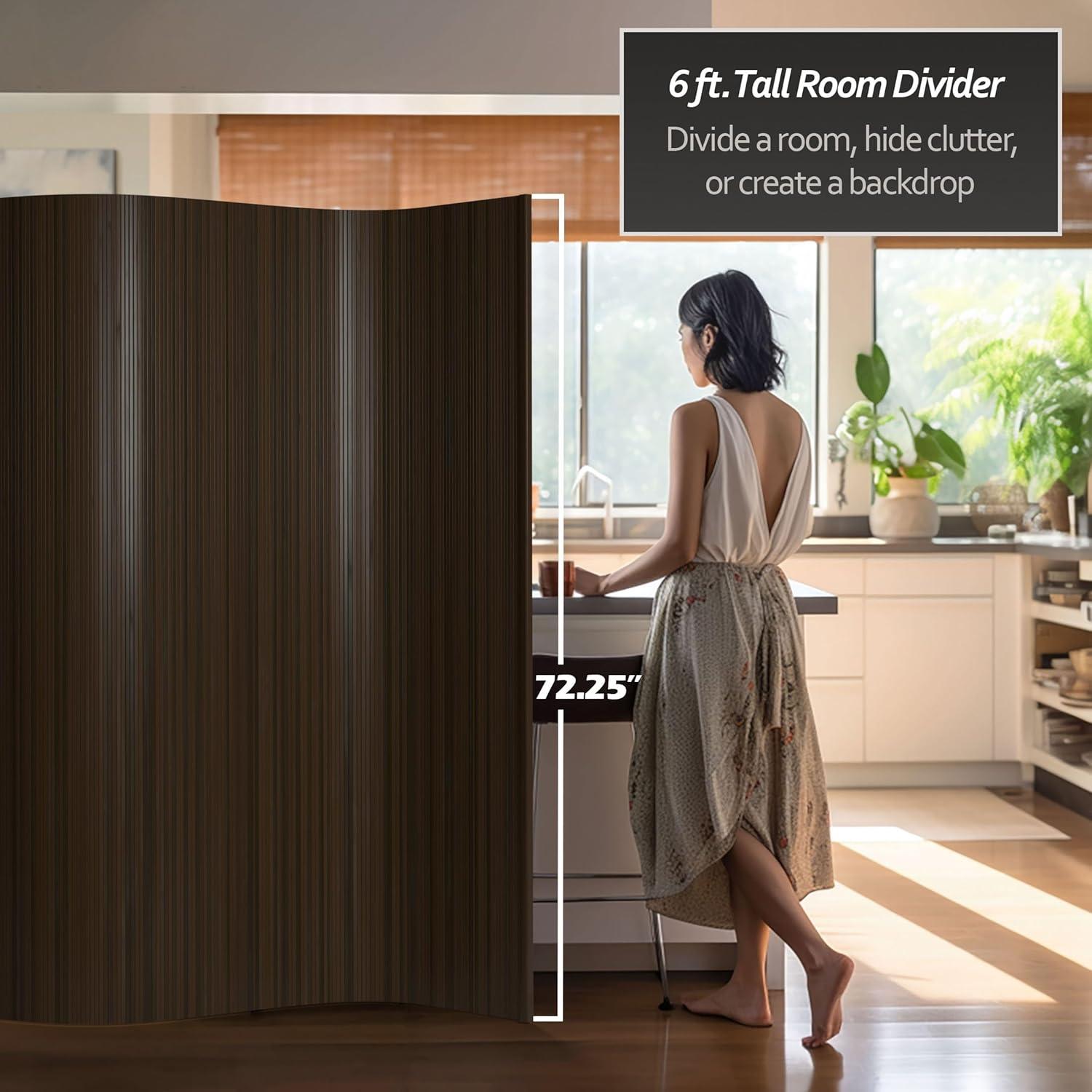 6 ft. Tall Bamboo Wave Screen - Dark Mocha