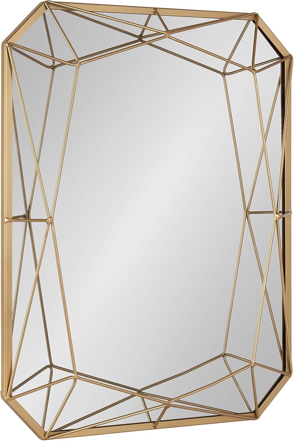 Keyleigh 31"x25.5" Gold Metal Geometric Rectangular Wall Mirror