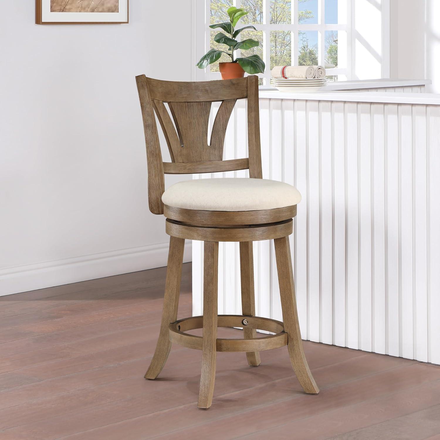 Miller Counter Swivel Stool in Linen Cream Fabric